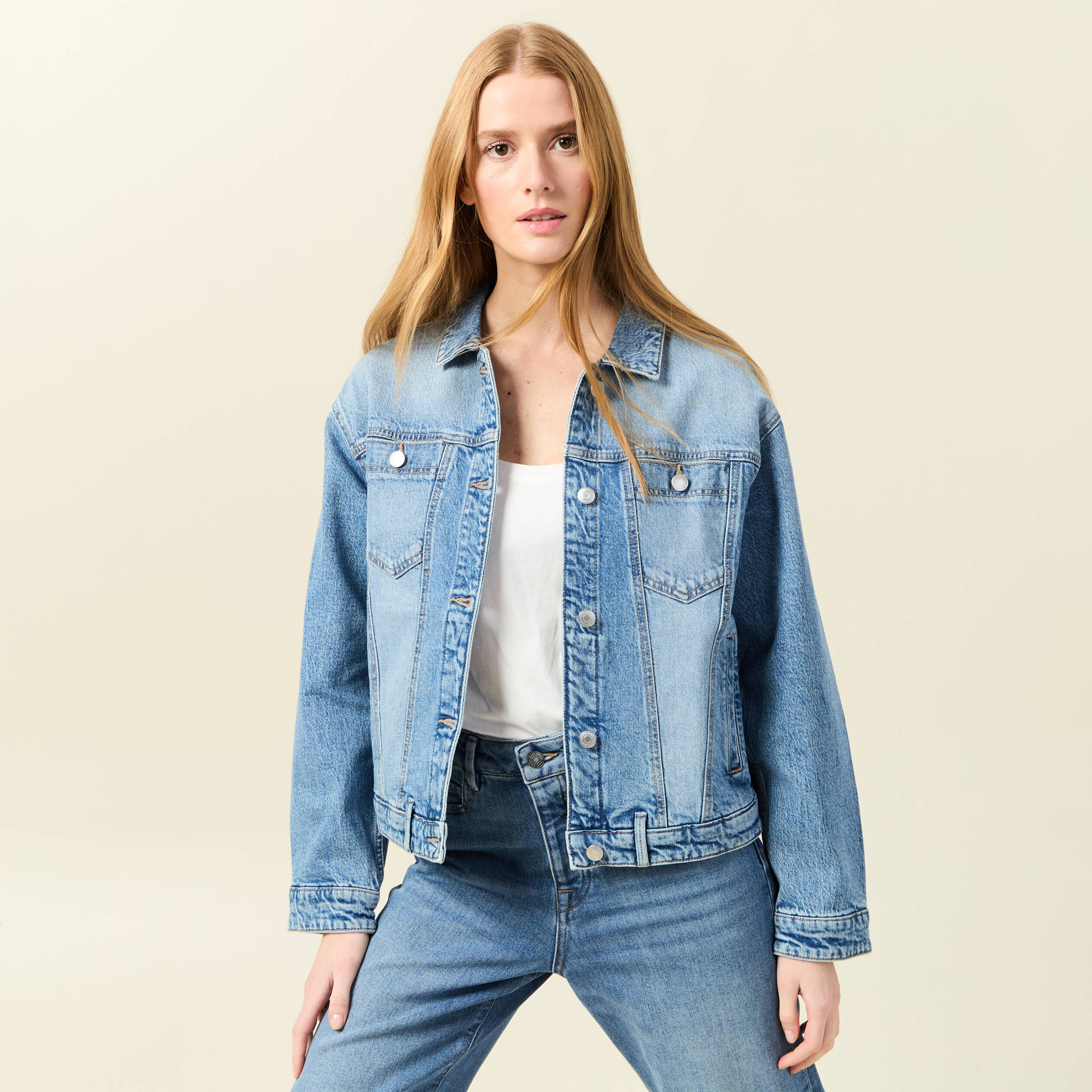 Veste oversize en jean denim used femme