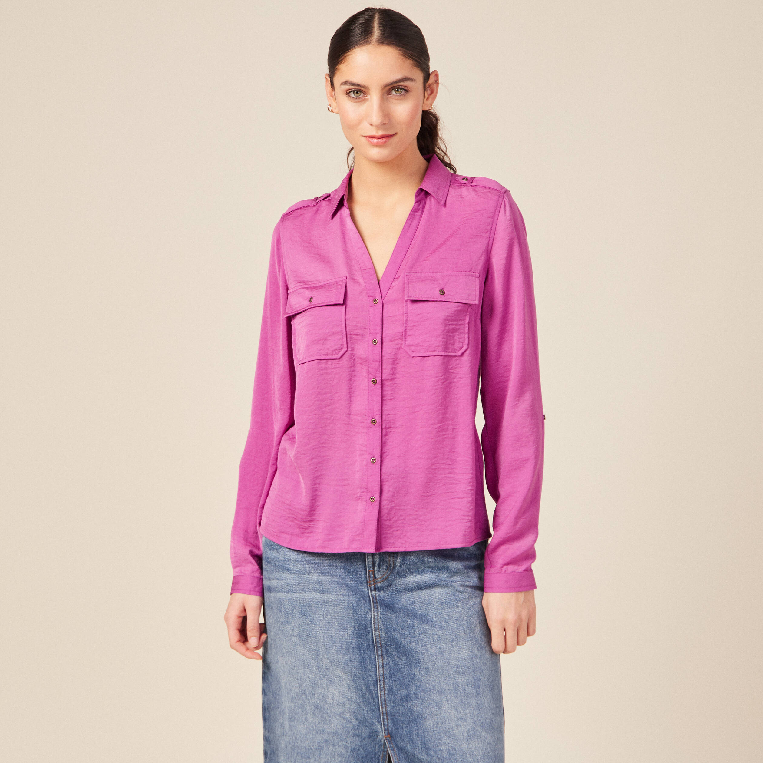 Chemise Devon Aire Femme Rose Rayée - Manches Longues - Taille 30 - Neuve