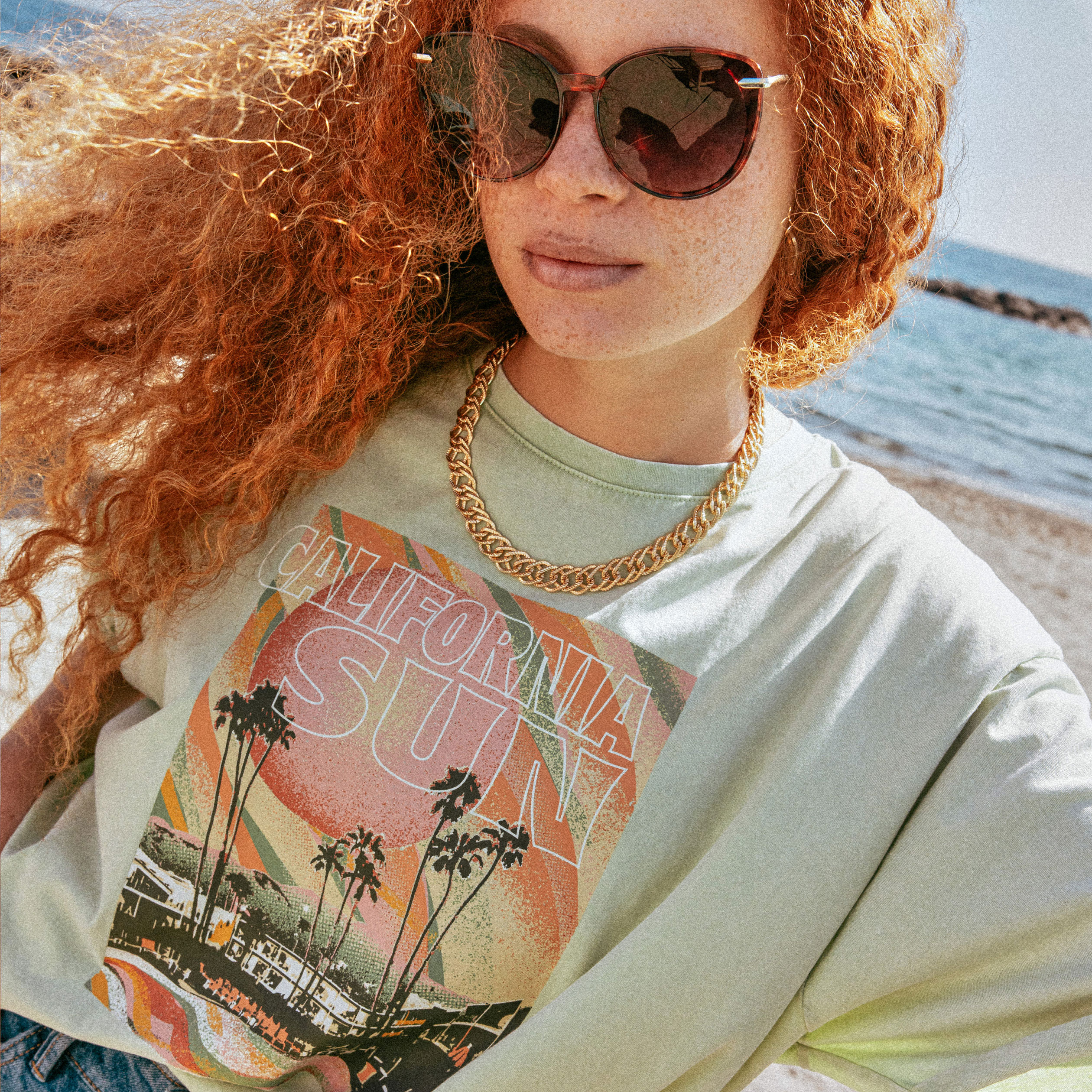 t shirt oversize en coton vert clair femme T-shirt oversize en coton vert clair femme