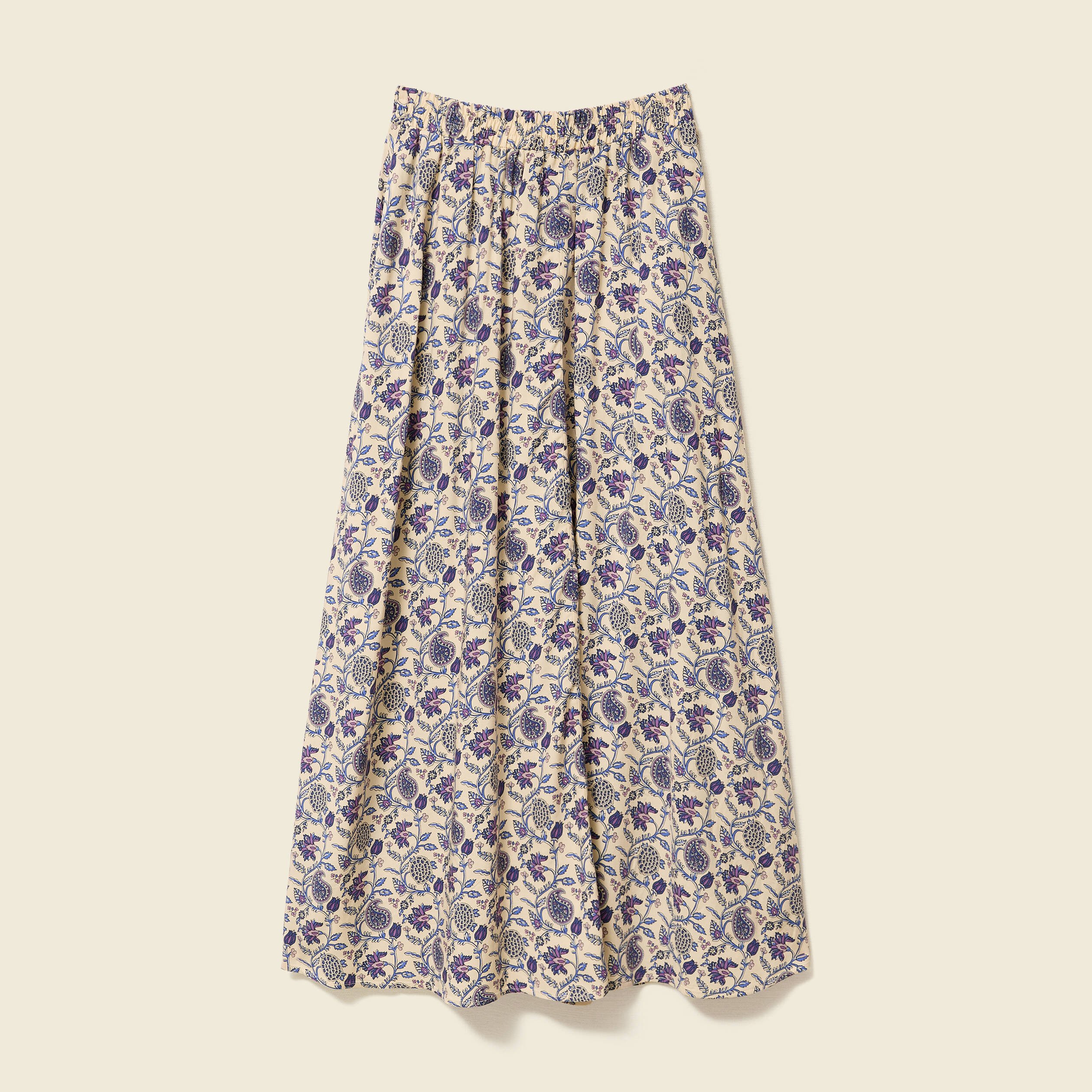 jupe longue evasee taille standard bleu femme Jupe longue évasée taille standard bleu femme