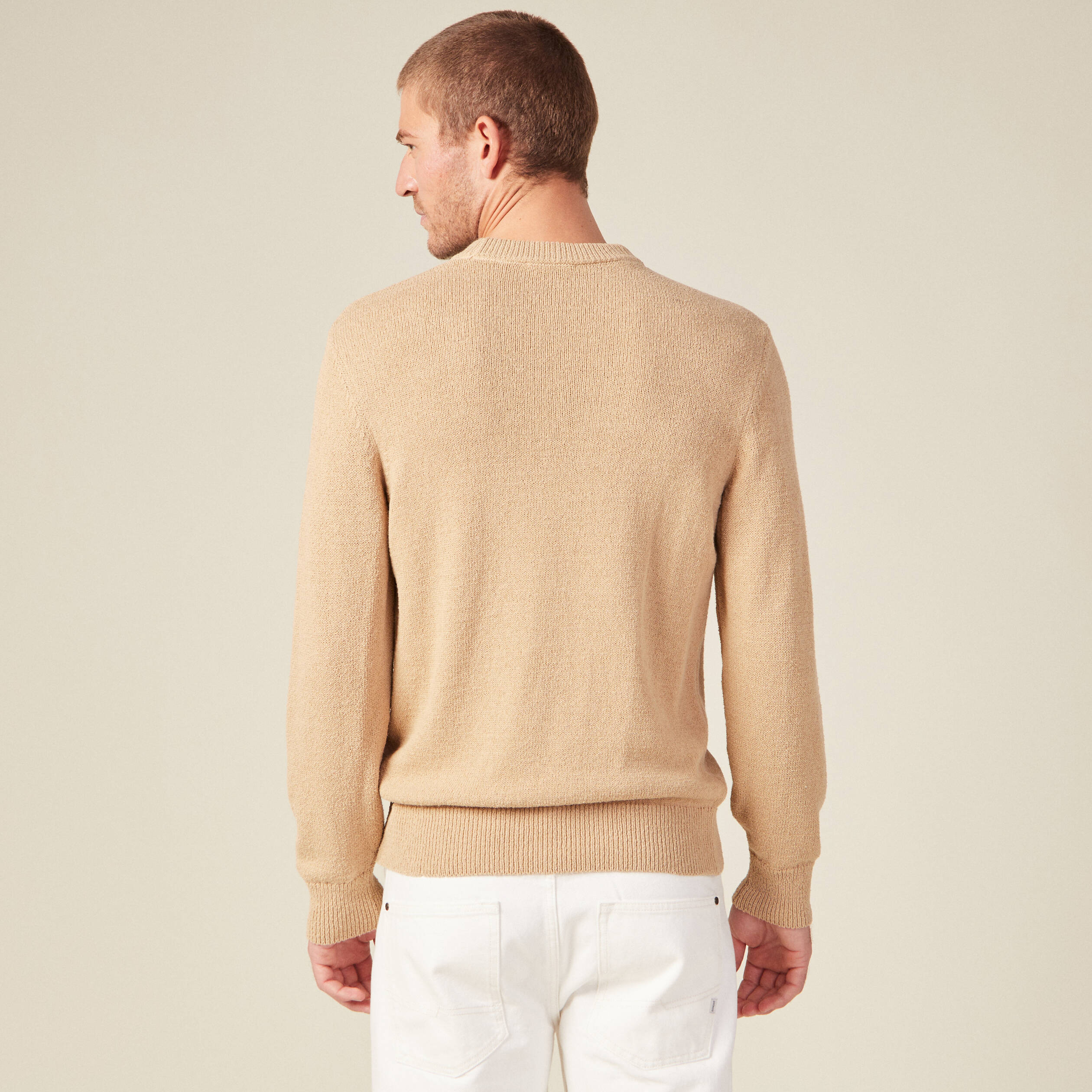Pull manches longues beige homme