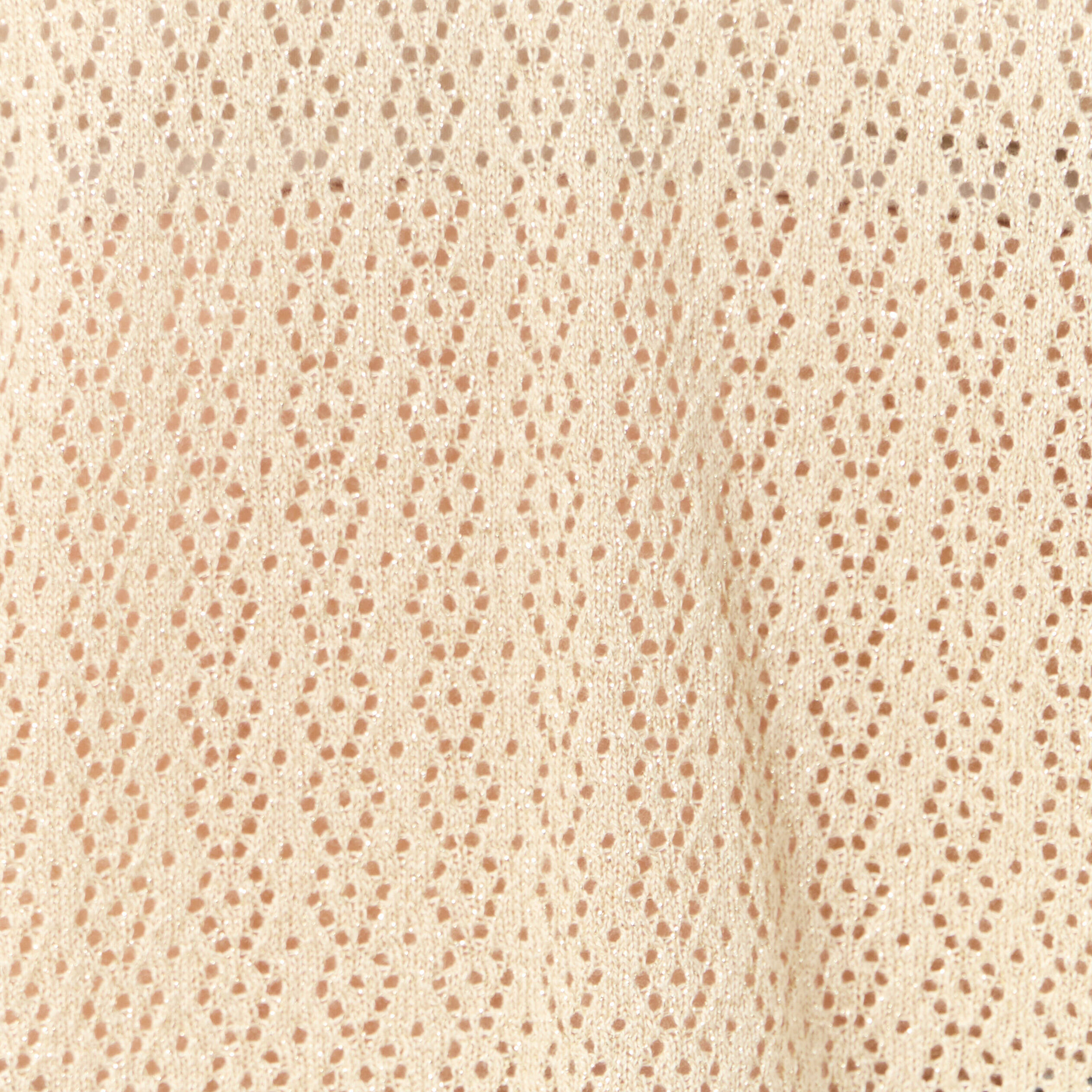 Pull manches courtes ajouré creme femme