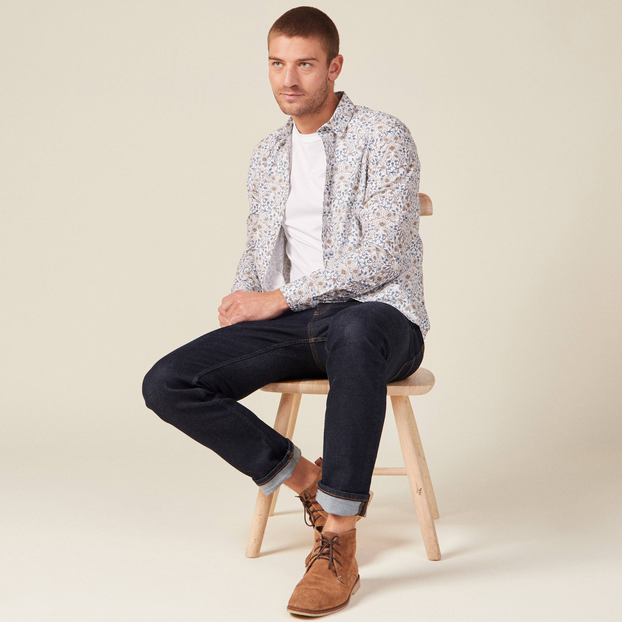 chemise a manches longues blanc homme Chemise à manches longues blanc homme