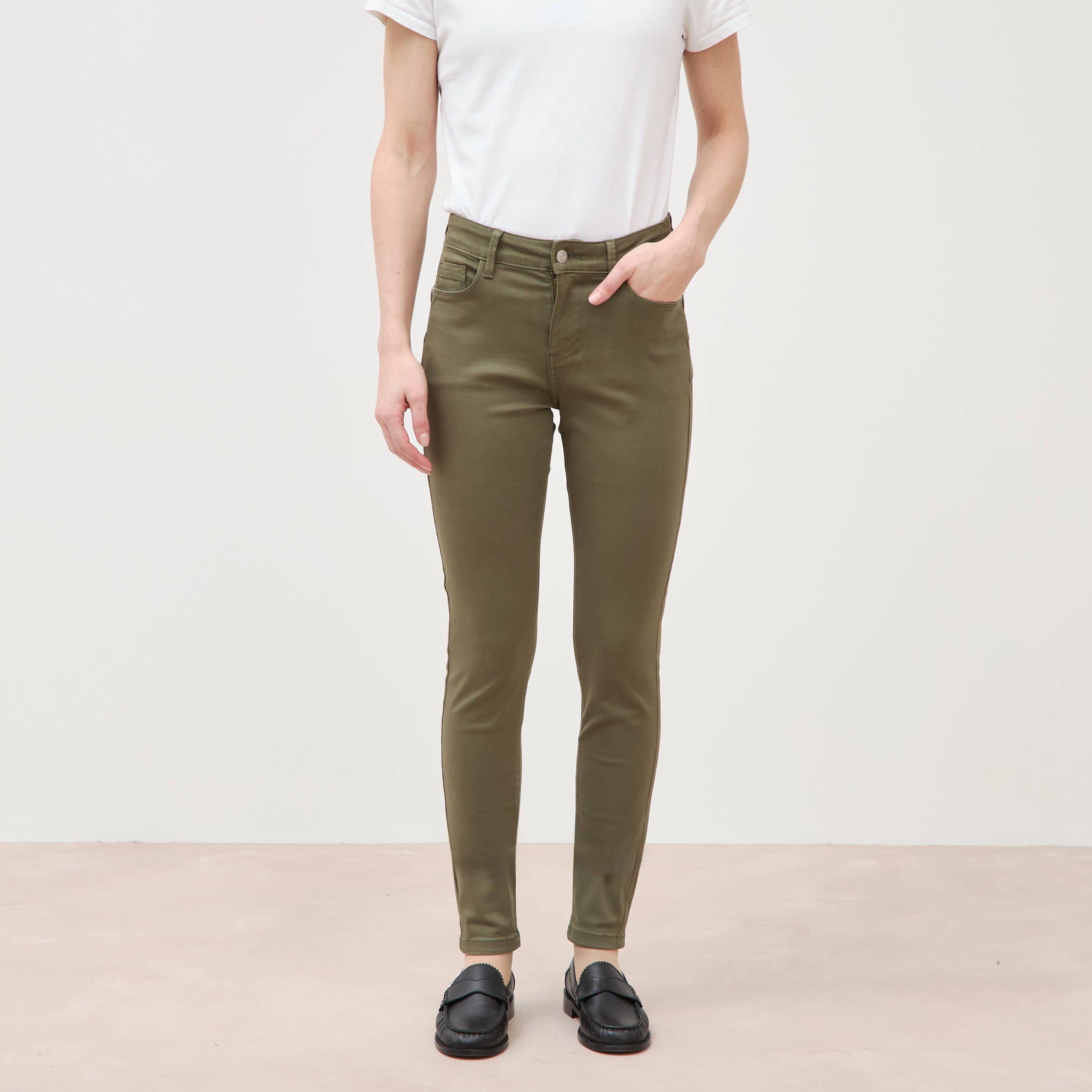 Pantalon Audrey - skinny push up vert kaki femme