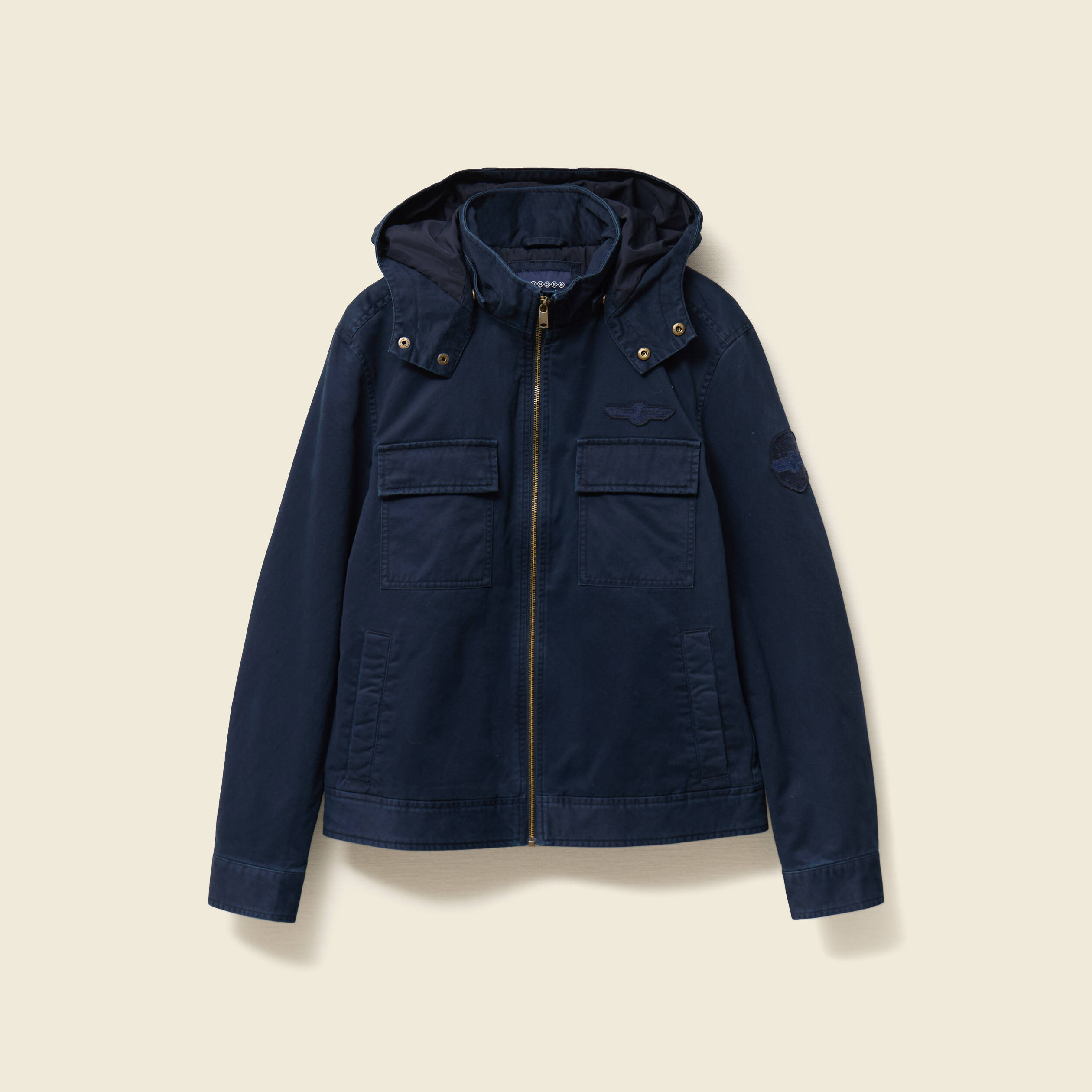 Blouson col montant &agrave; capuche bleu marine homme