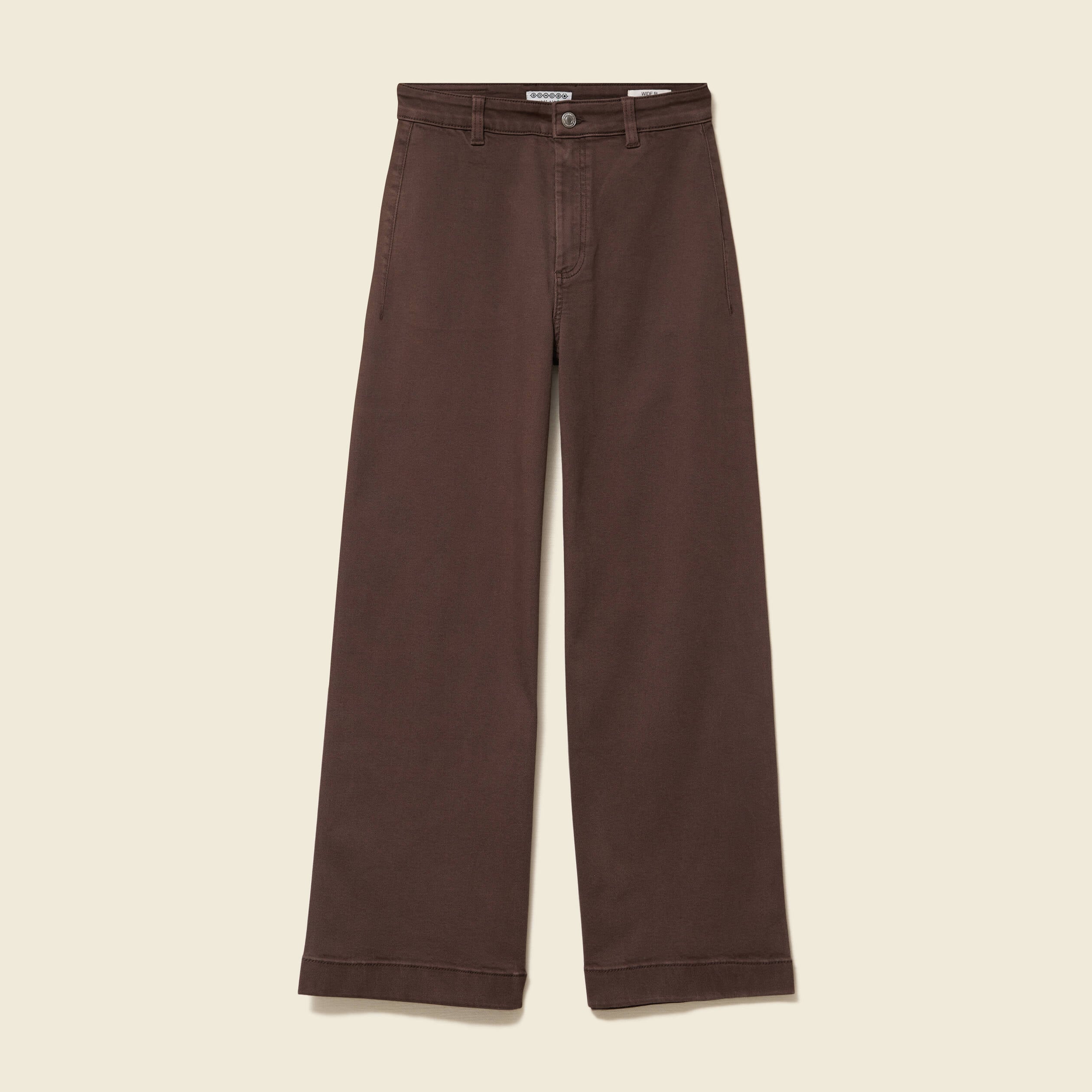Jeans large cropped taille haute marron femme