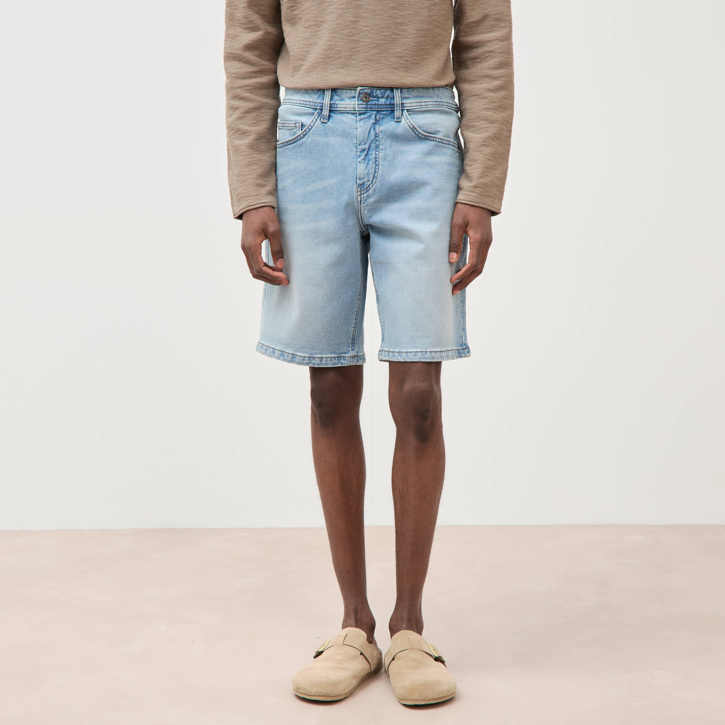 Bermuda en jeans denim bleach homme