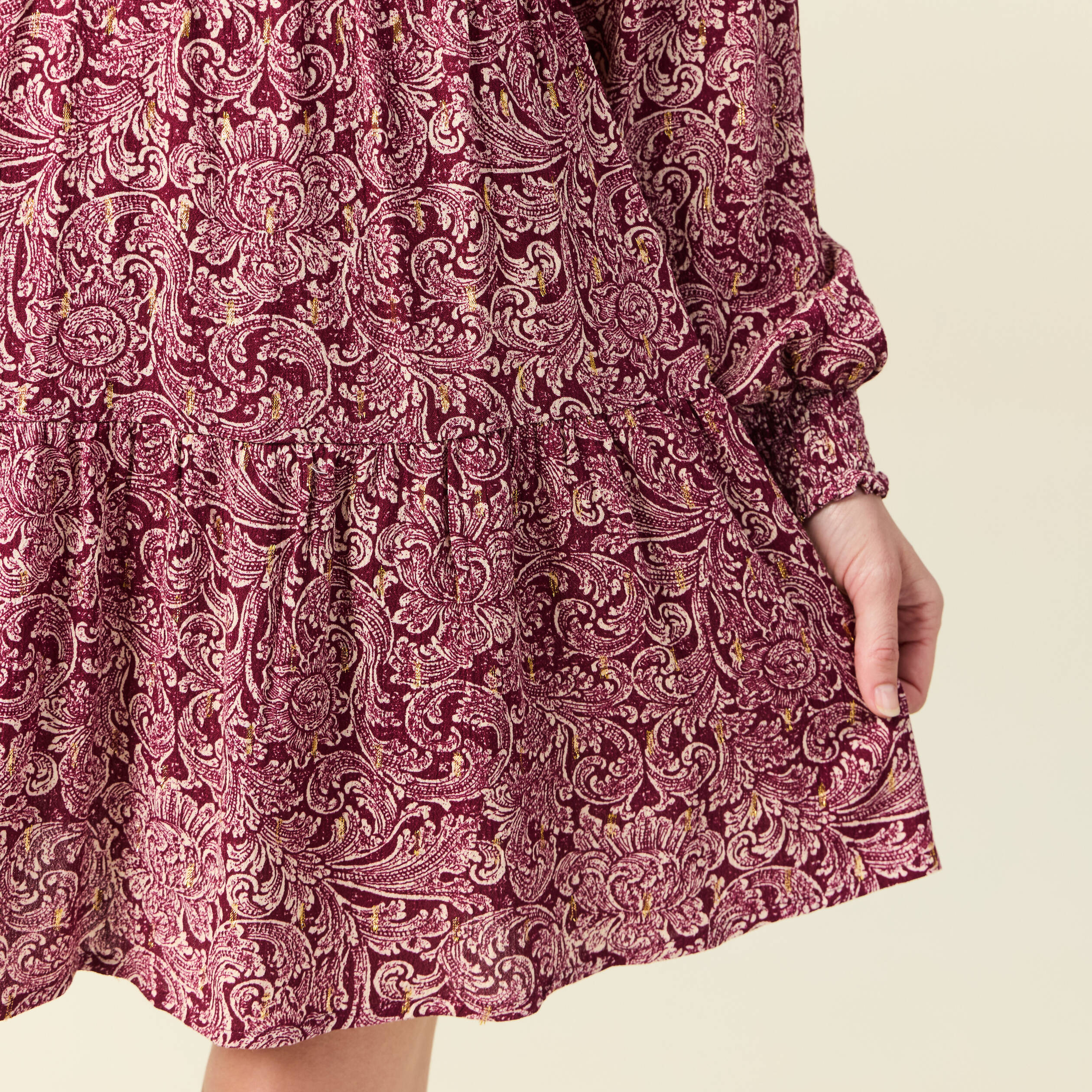 Robe &eacute;vas&eacute;e fluide bordeaux femme