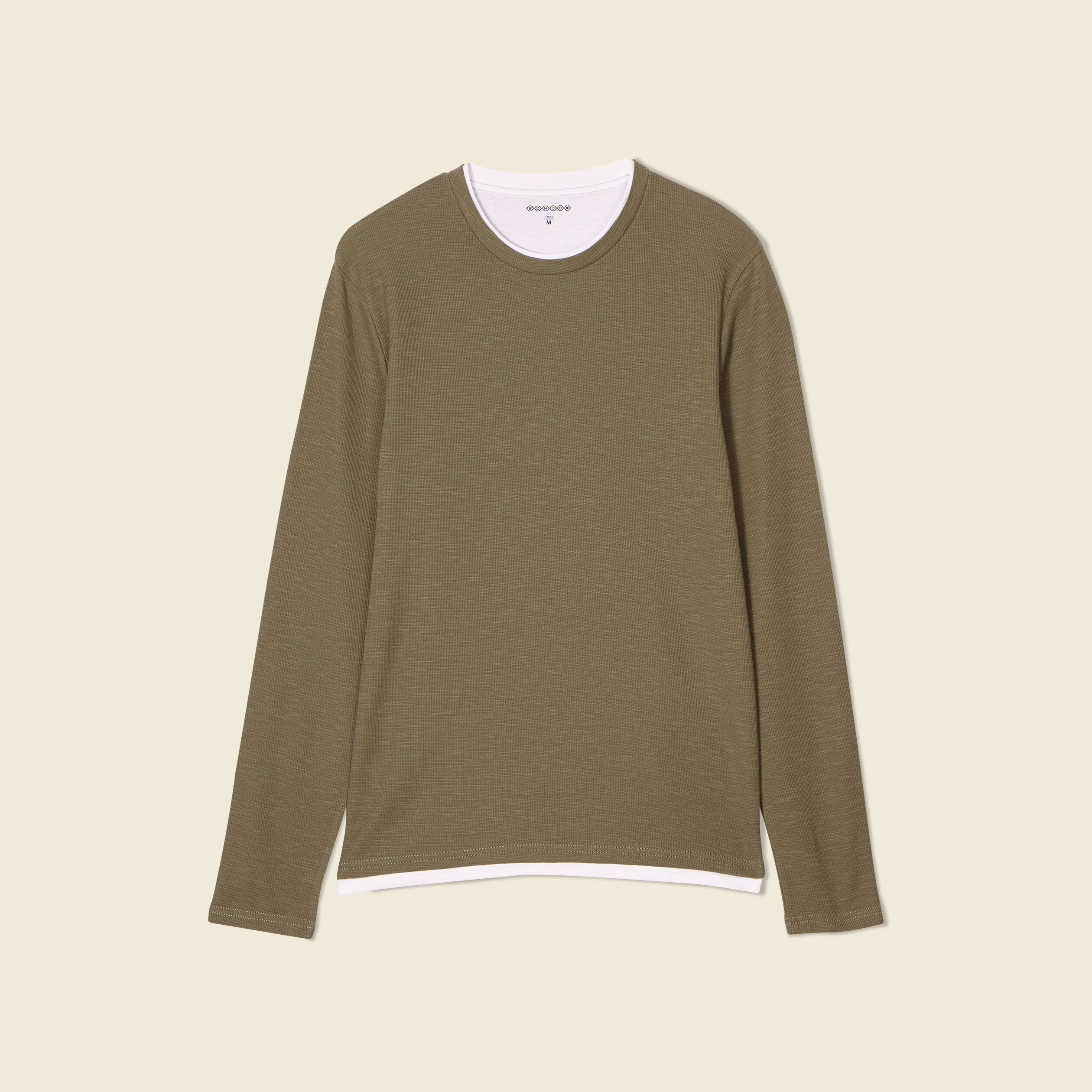 T-shirt manches longues vert kaki homme