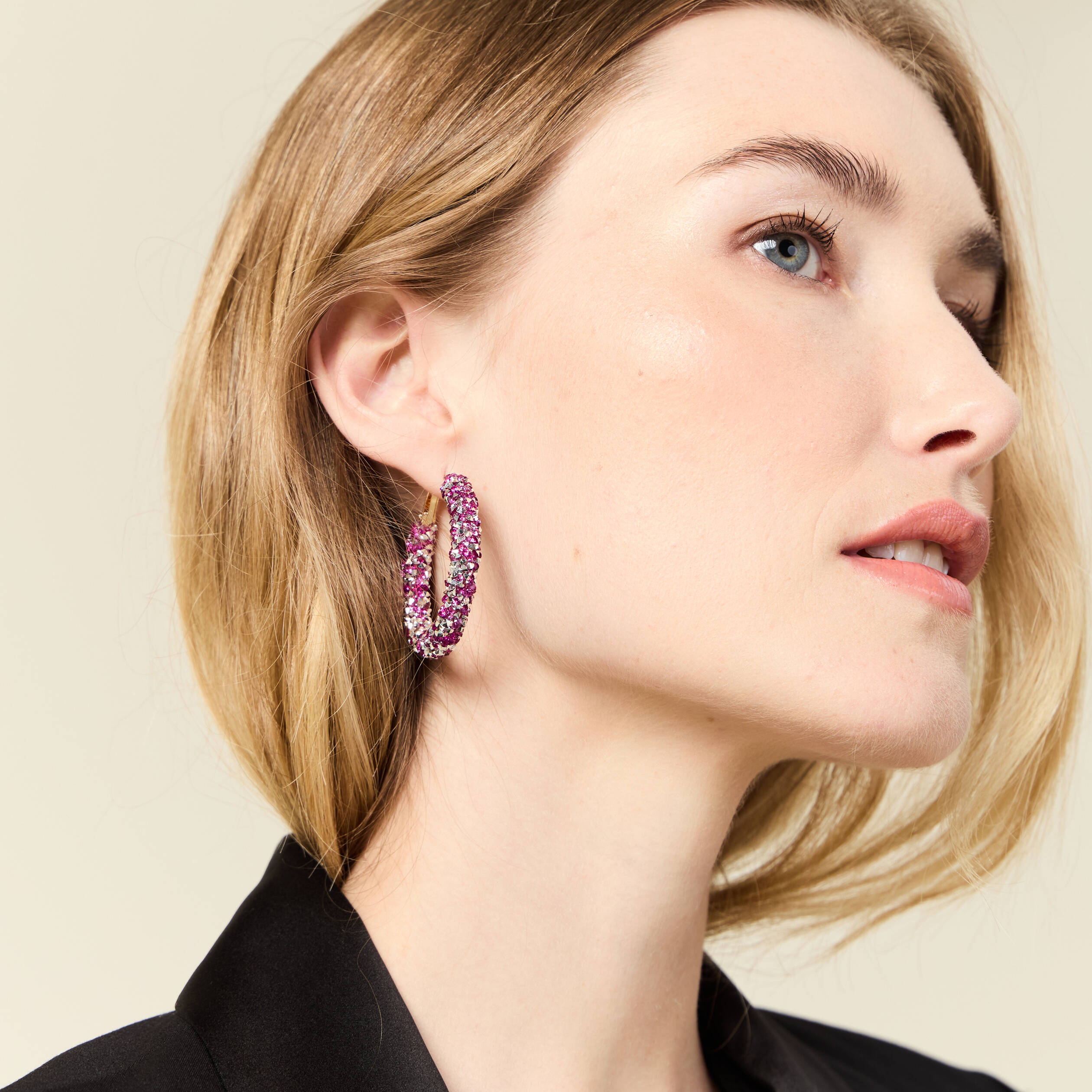 boucles doreilles creoles rose fushia femme Boucles d'oreilles créoles rose fushia femme