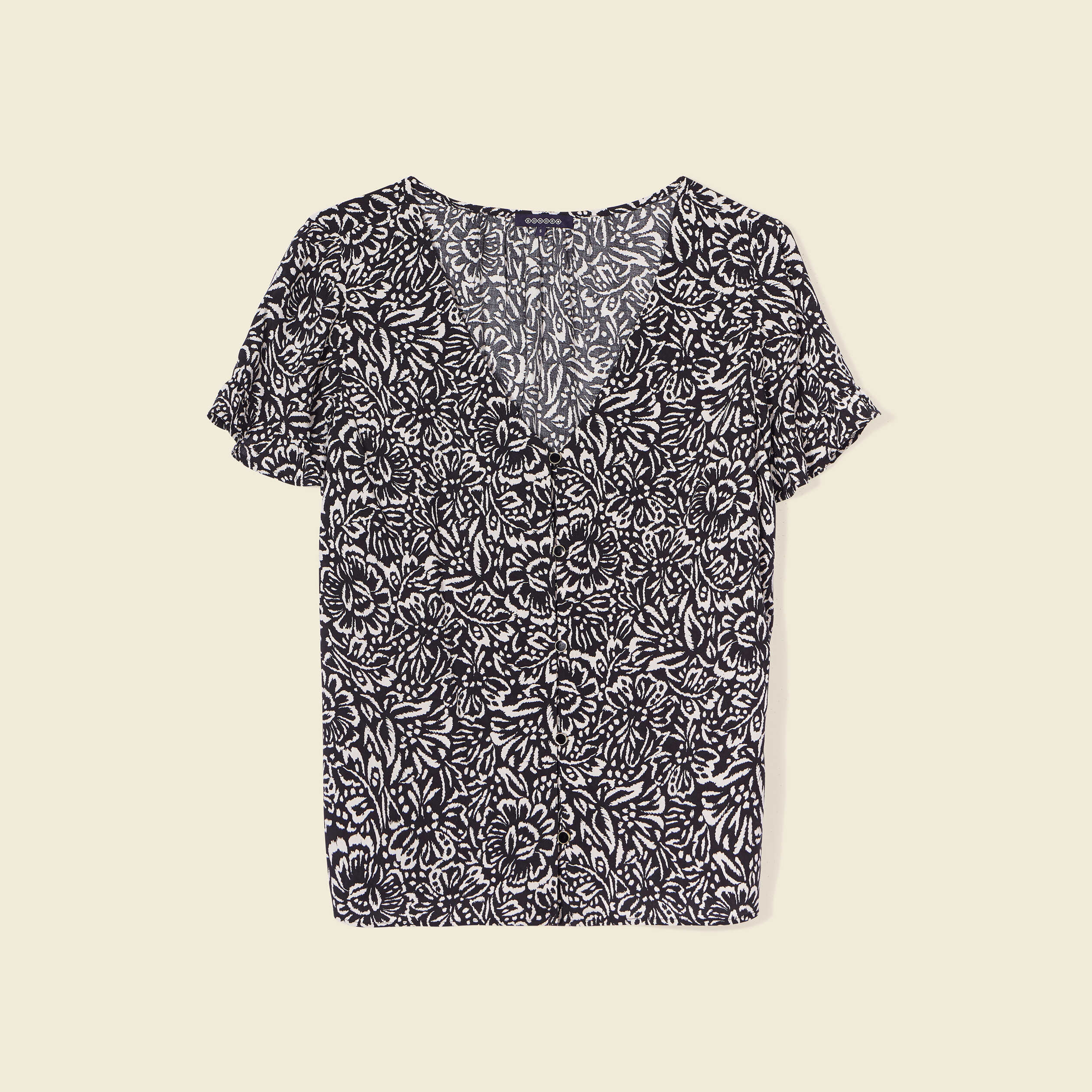 Chemise manches courtes noir femme