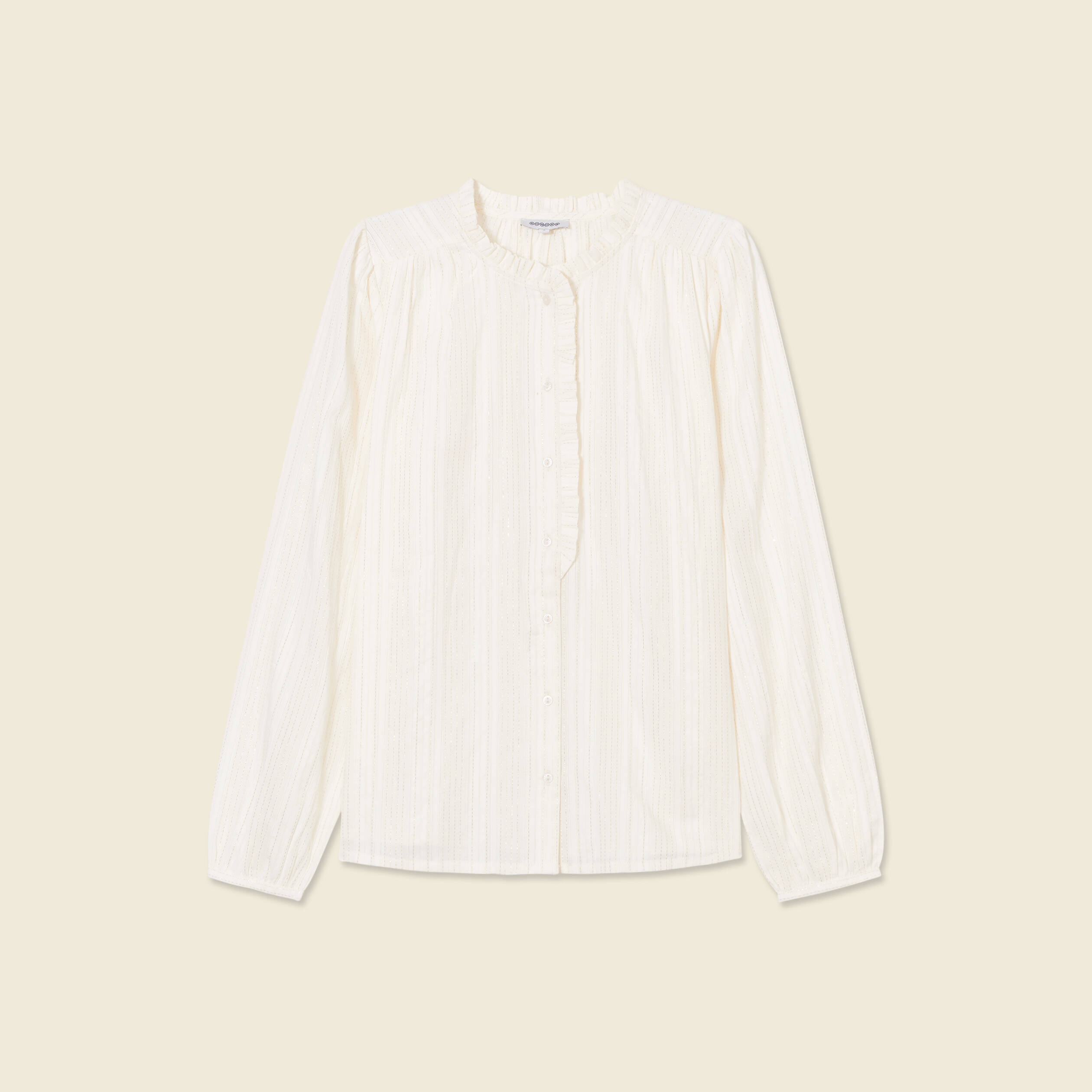 Chemise manches longues creme femme