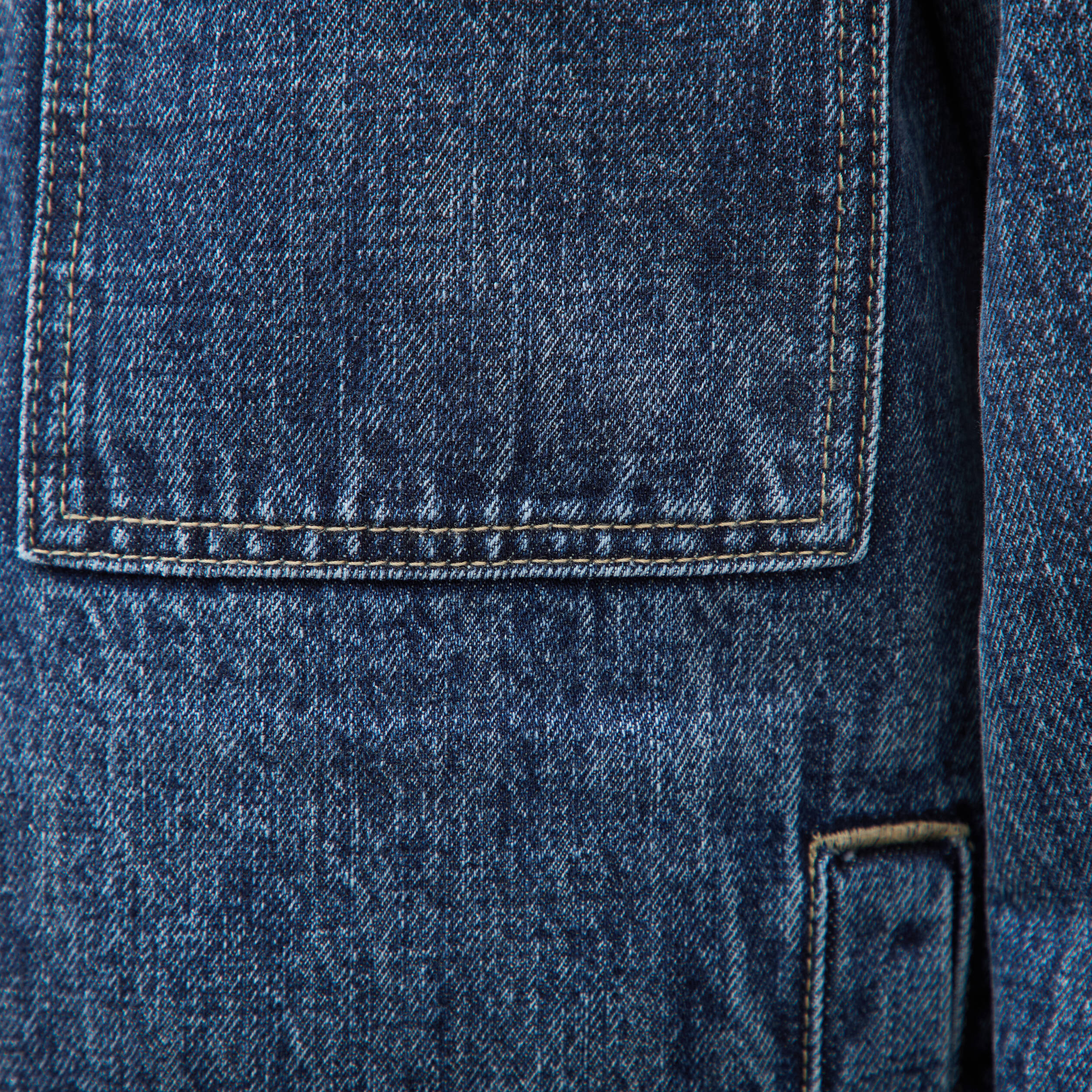 Veste droite en coton col classique denim stone homme