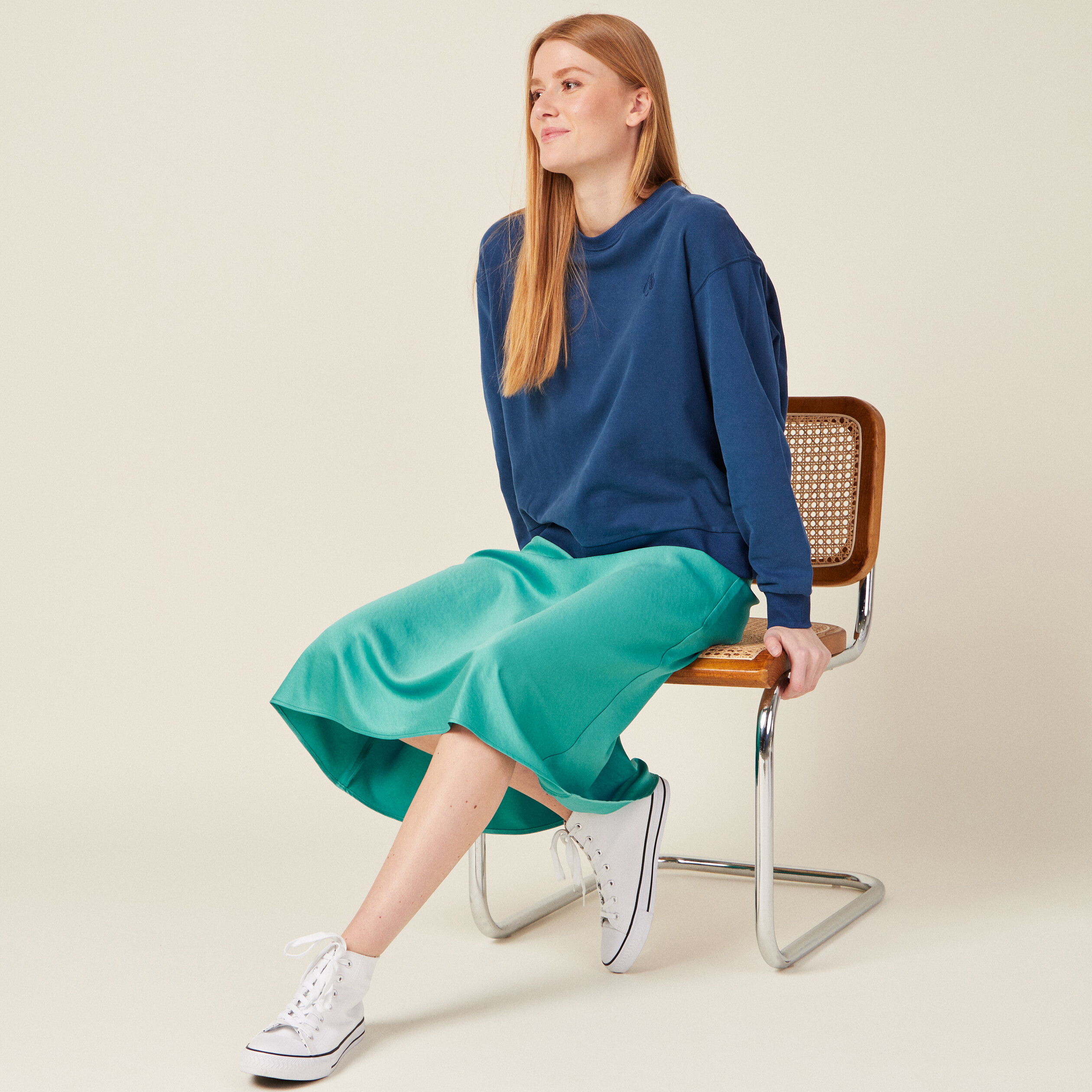 Sweat manches longues bleu marine femme