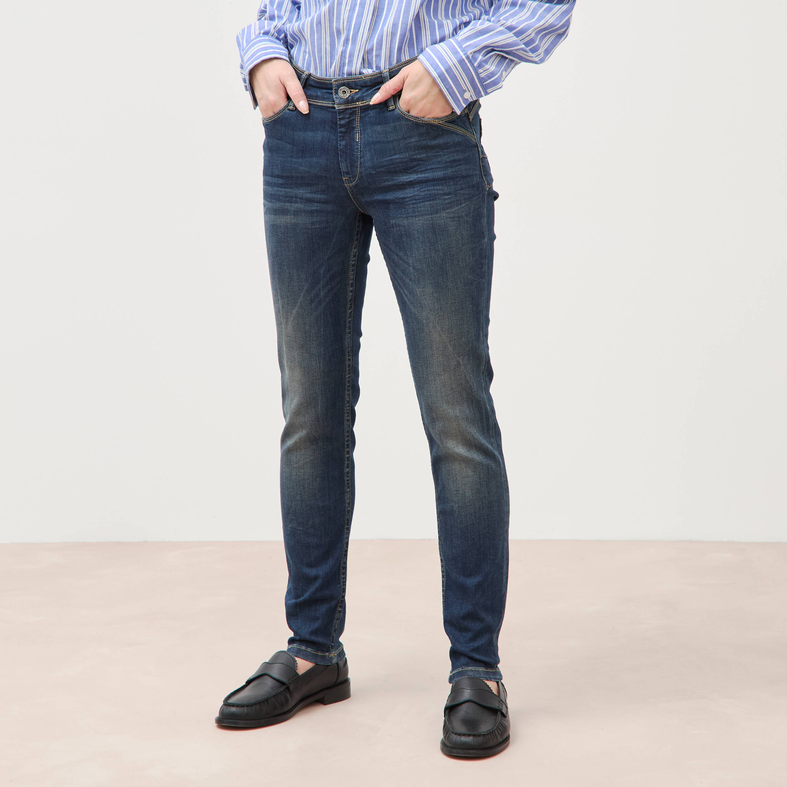 Jeans skinny push up 7/8&egrave;me denim brut femme