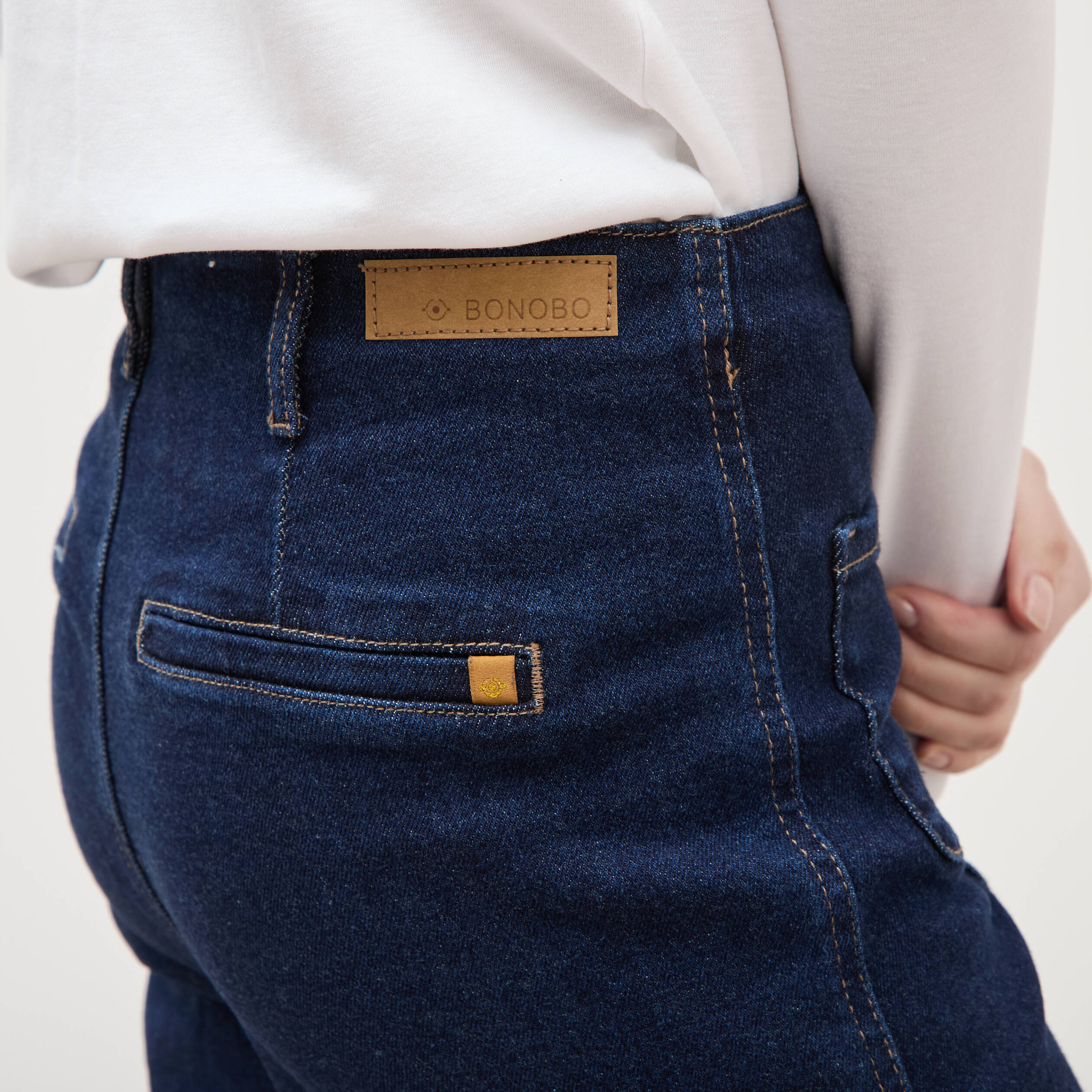 Jeans wide large taille haute denim brut rinse femme