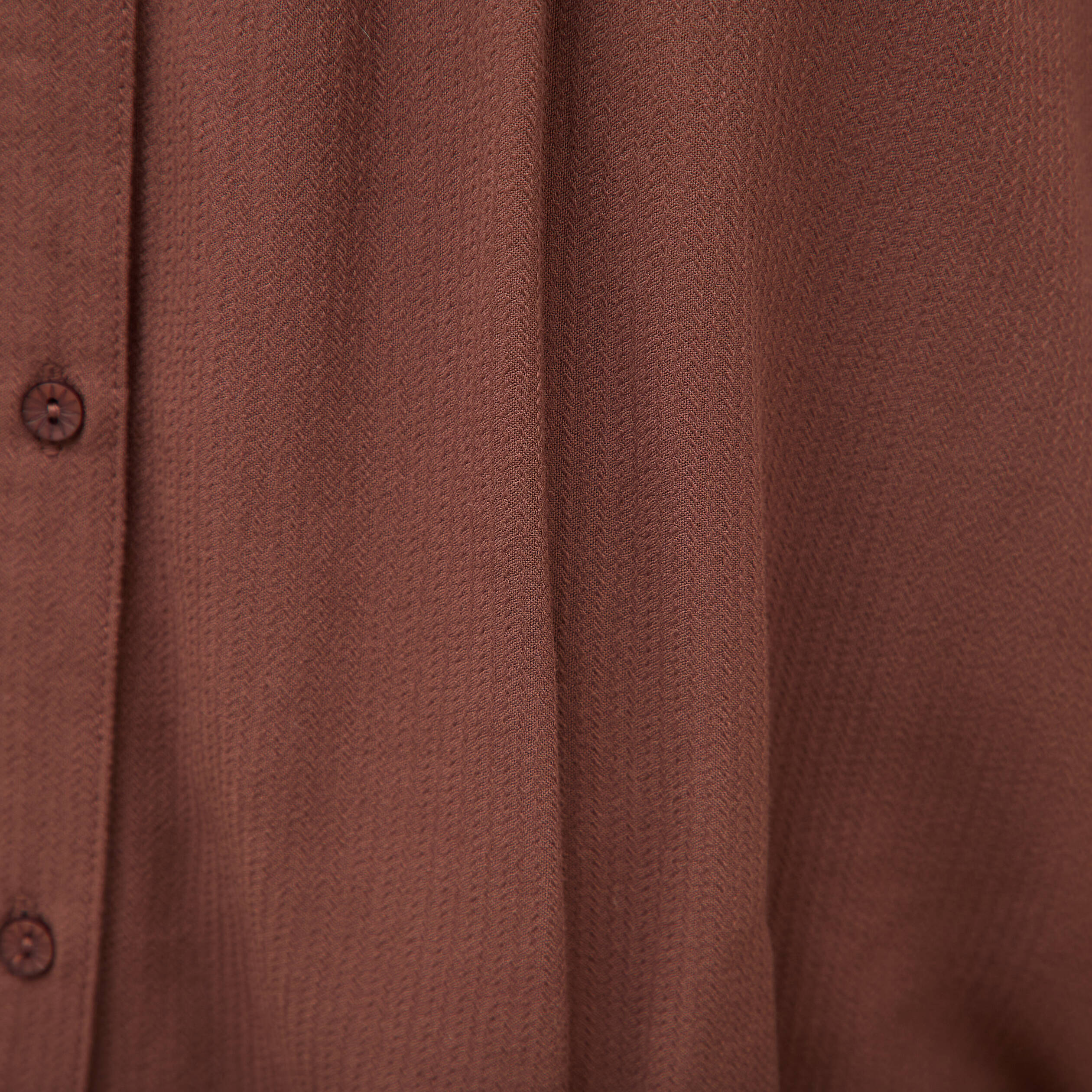 Blouse ajour&eacute;e col rond manches longues marron fonc&eacute; femme