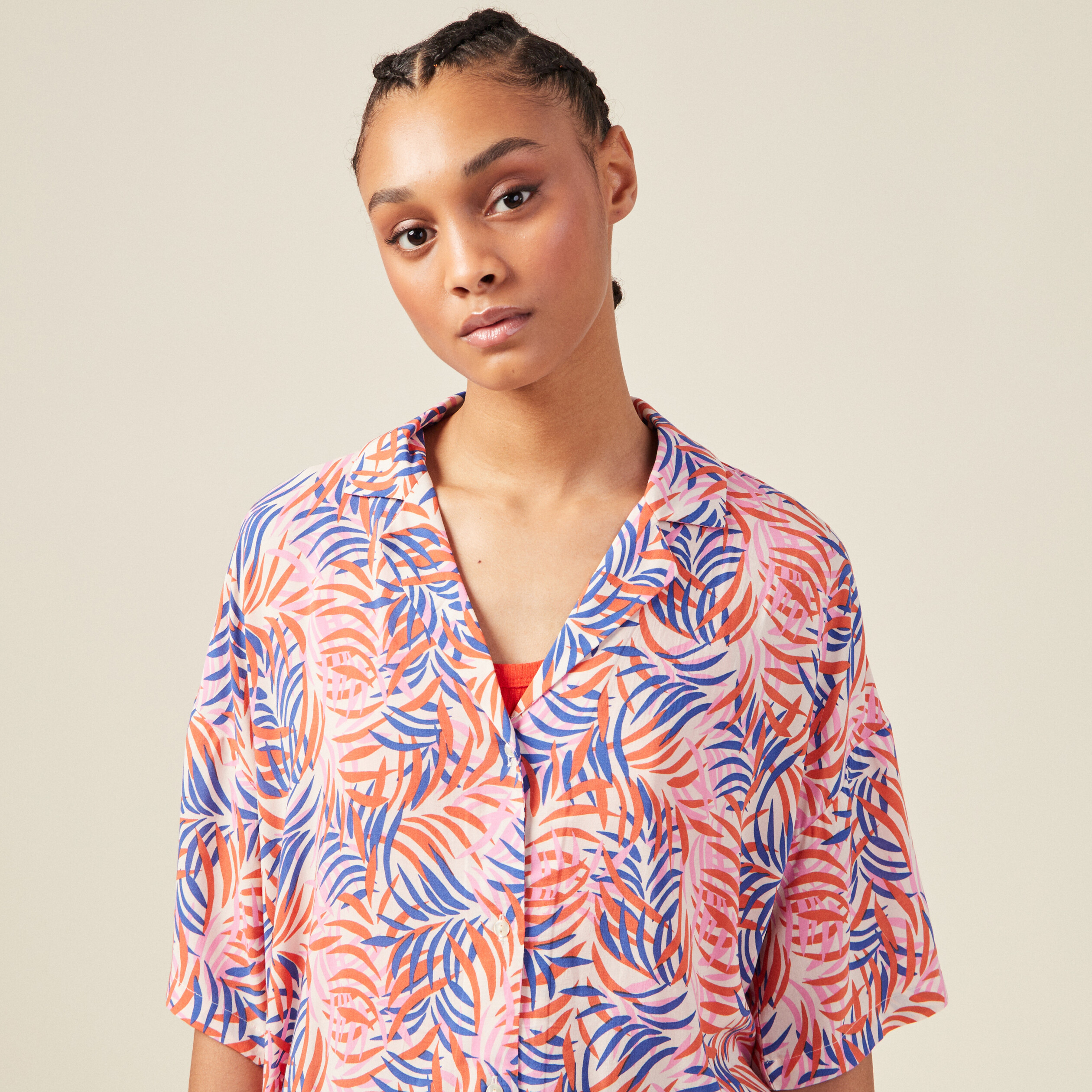 Chemise manches courtes multicolore femme