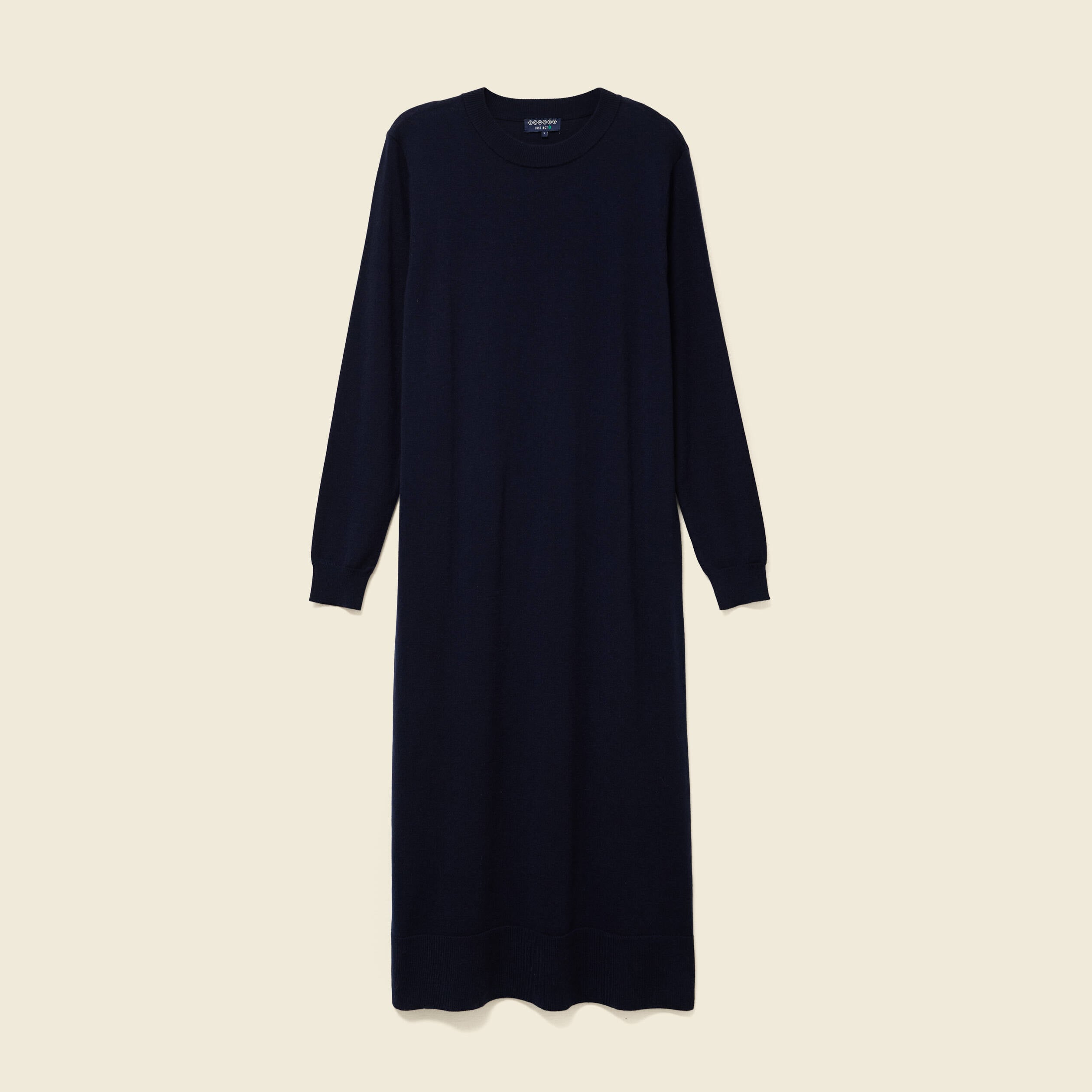 Robe manches longues bleu fonc&eacute; femme