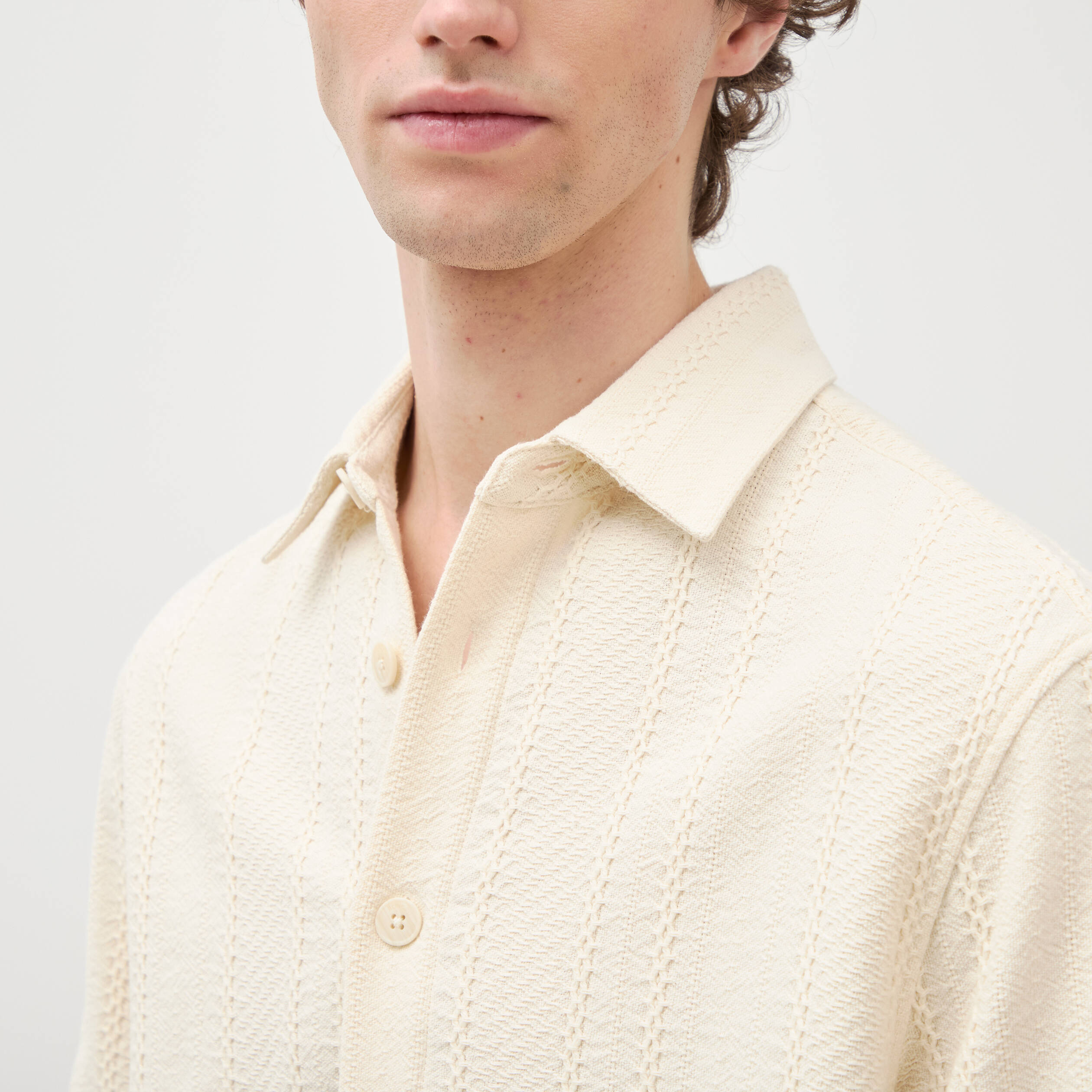 Chemise boyfriend manches courtes ecru homme