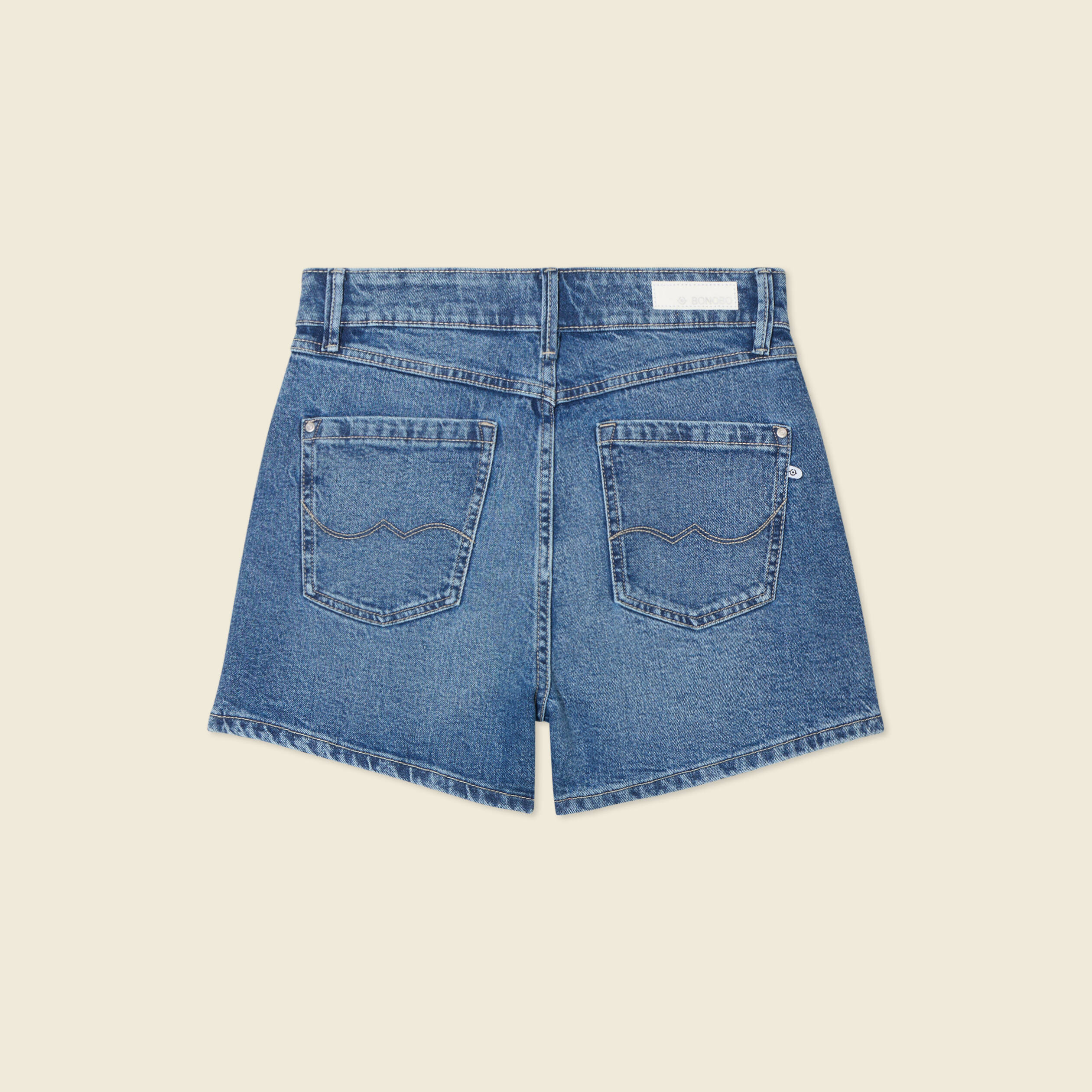 Jupe-short droite en jean denim stone femme