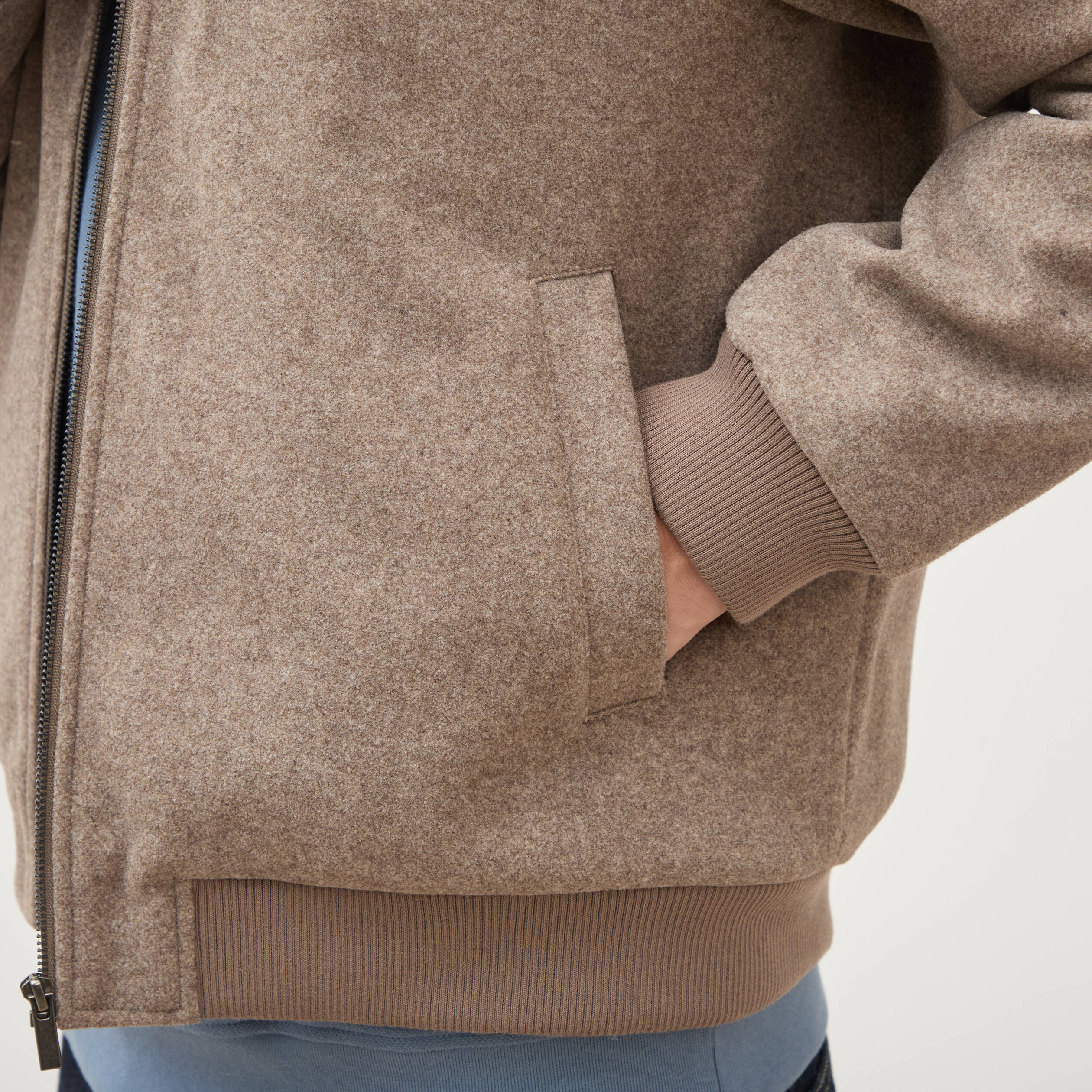 Blouson doubl&eacute; manches longues taupe homme