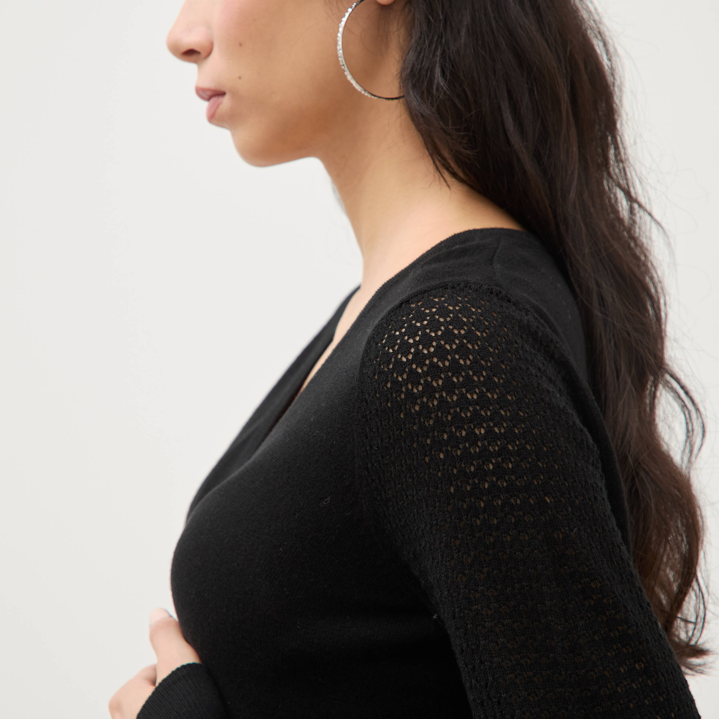Pull manches longues noir femme