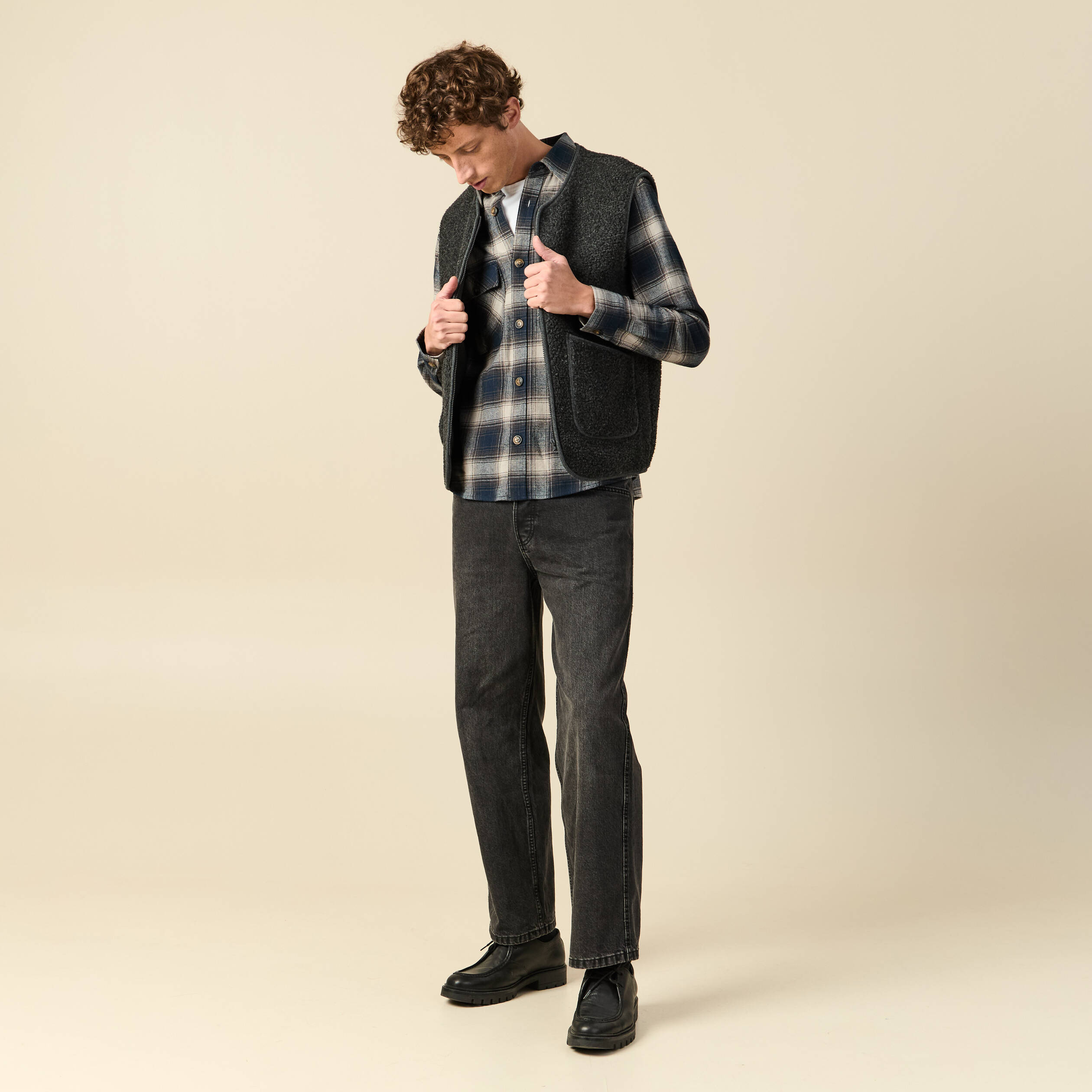 Surchemise oversize en coton bleu marine homme