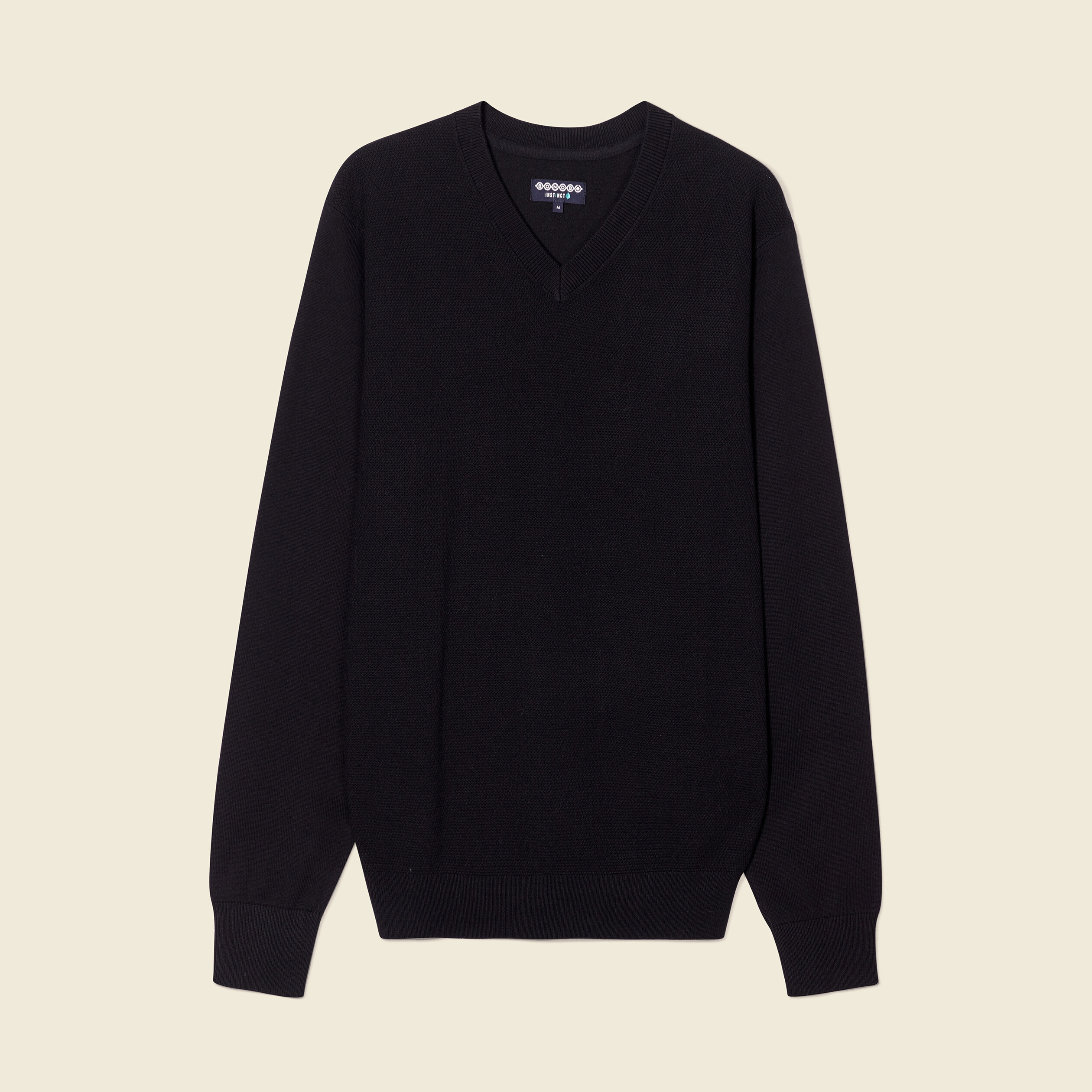 Pull noir tricot à col V Homme