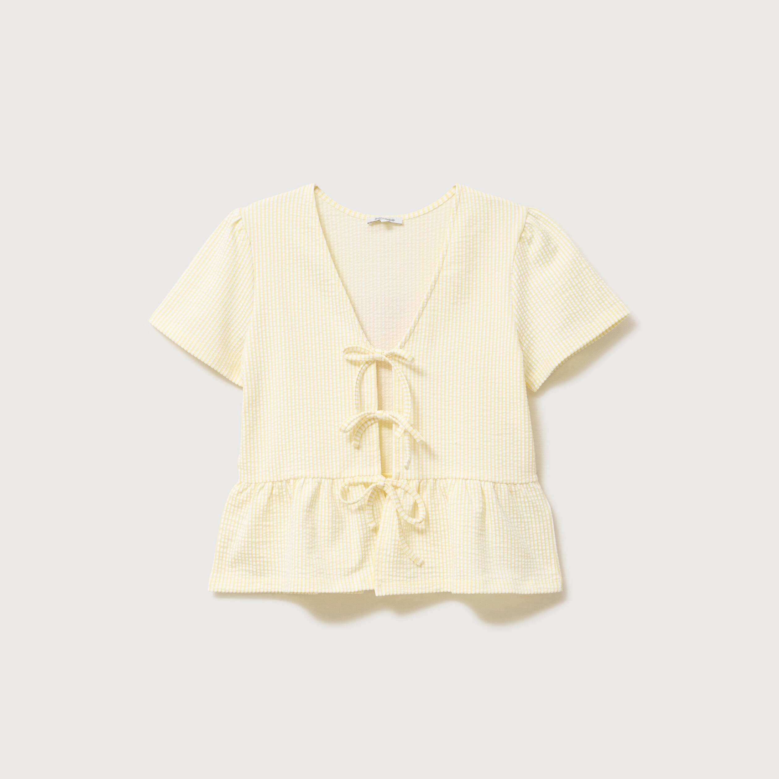 Blouse manches courtes jaune pastel femme