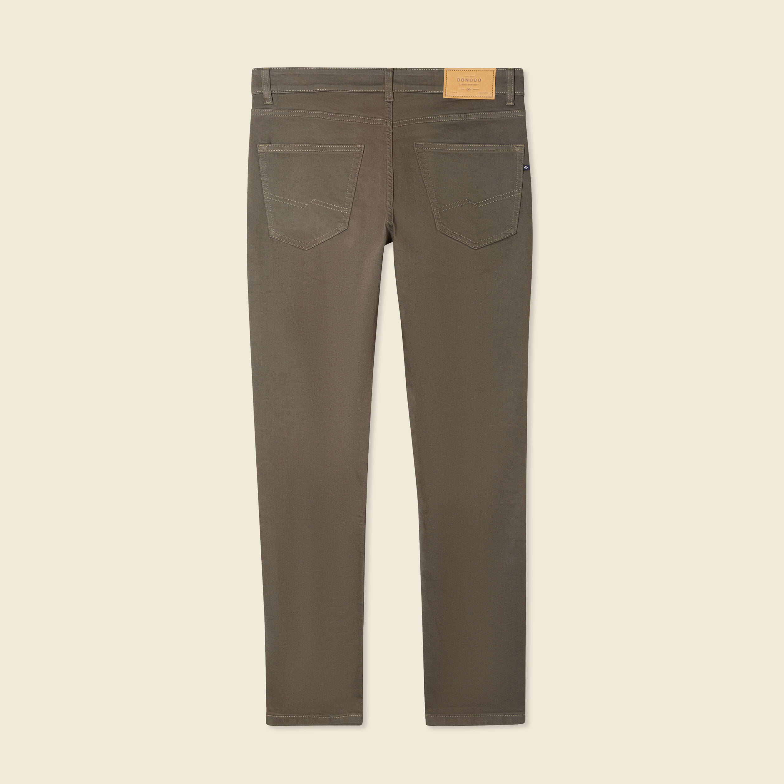 jeans slim 5 poches vert kaki homme Jeans slim 5 poches vert kaki homme