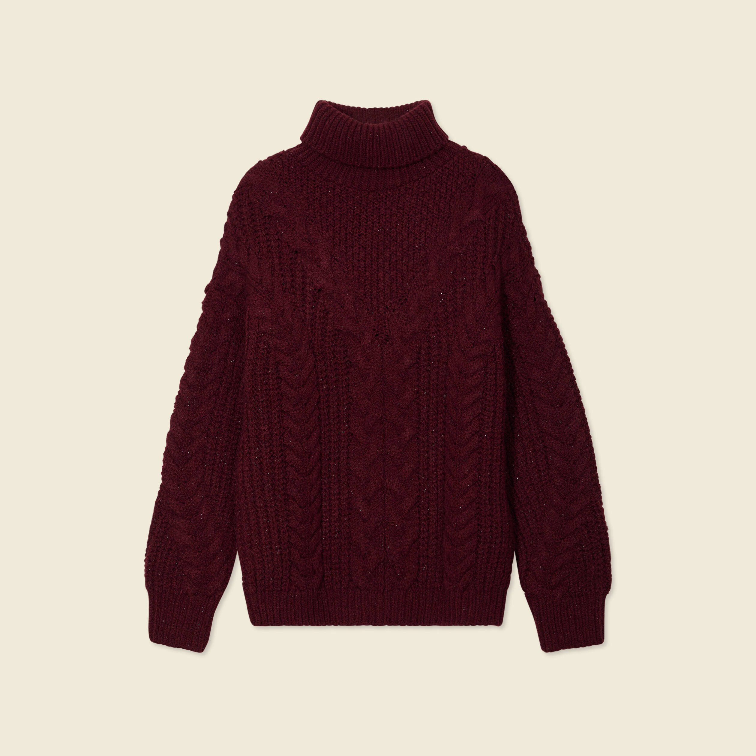 Pull manches longues col roulé rouge foncé femme