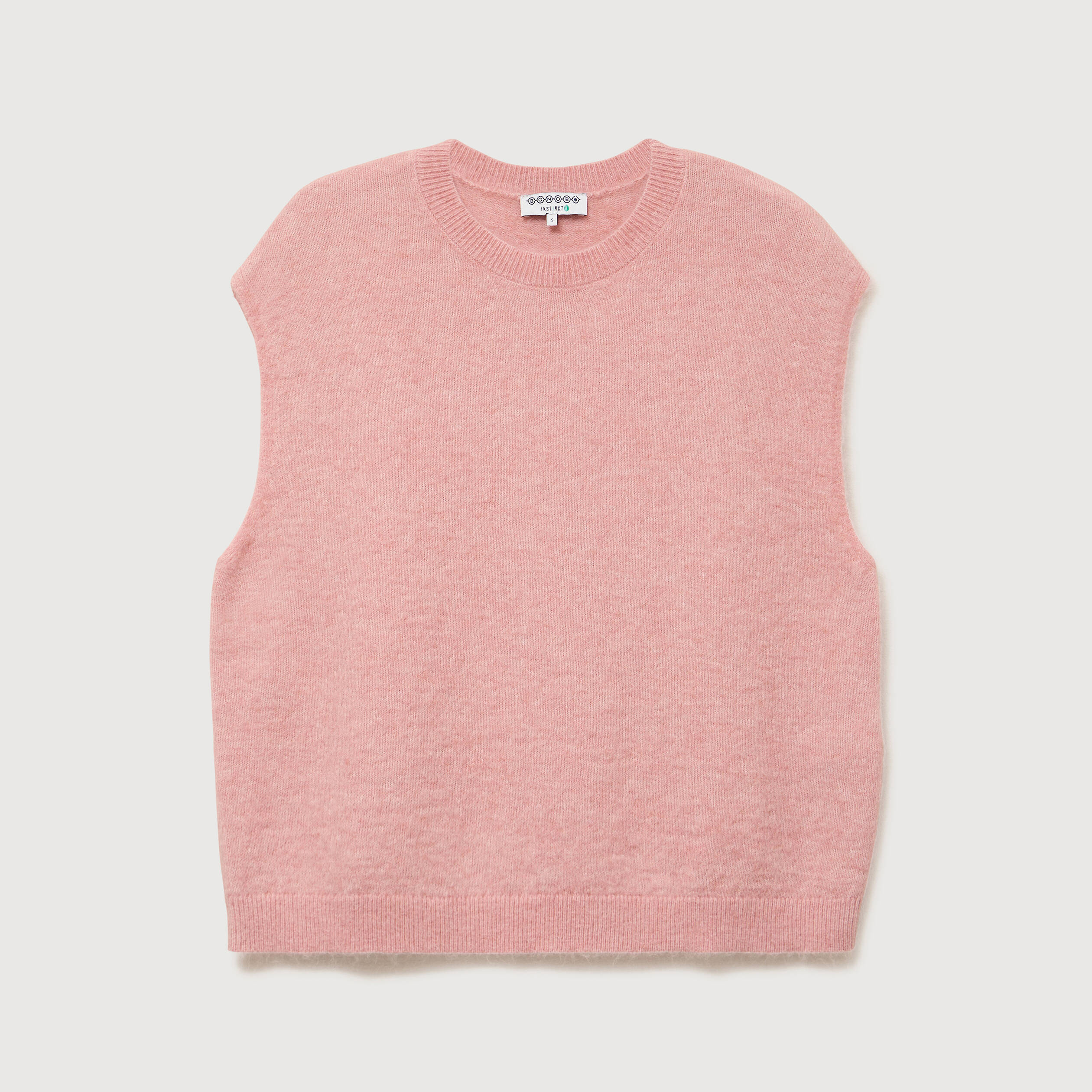 Pull droit court sans manches col rond rose pastel femme