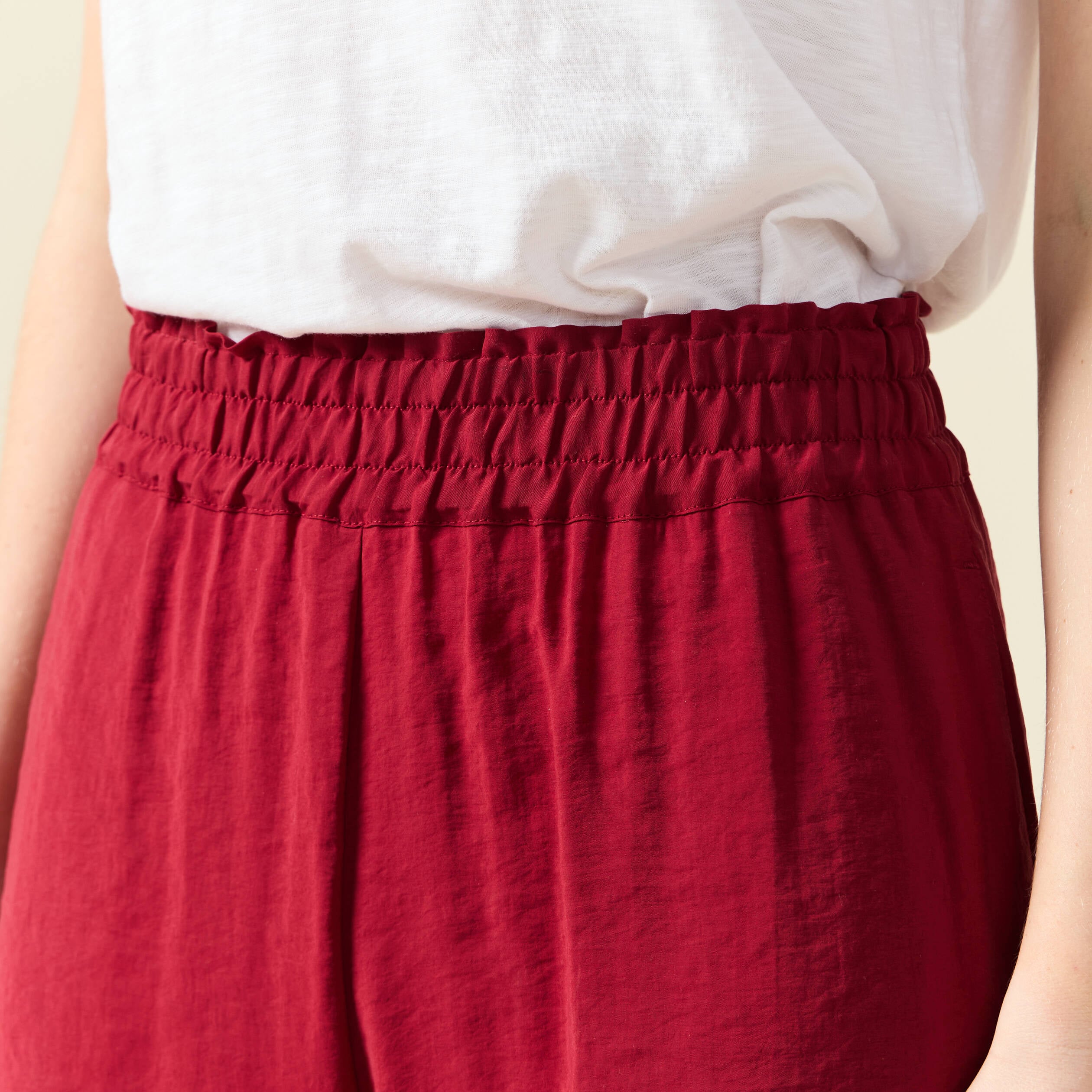 Pantalon large fluide rouge fonc&eacute; femme