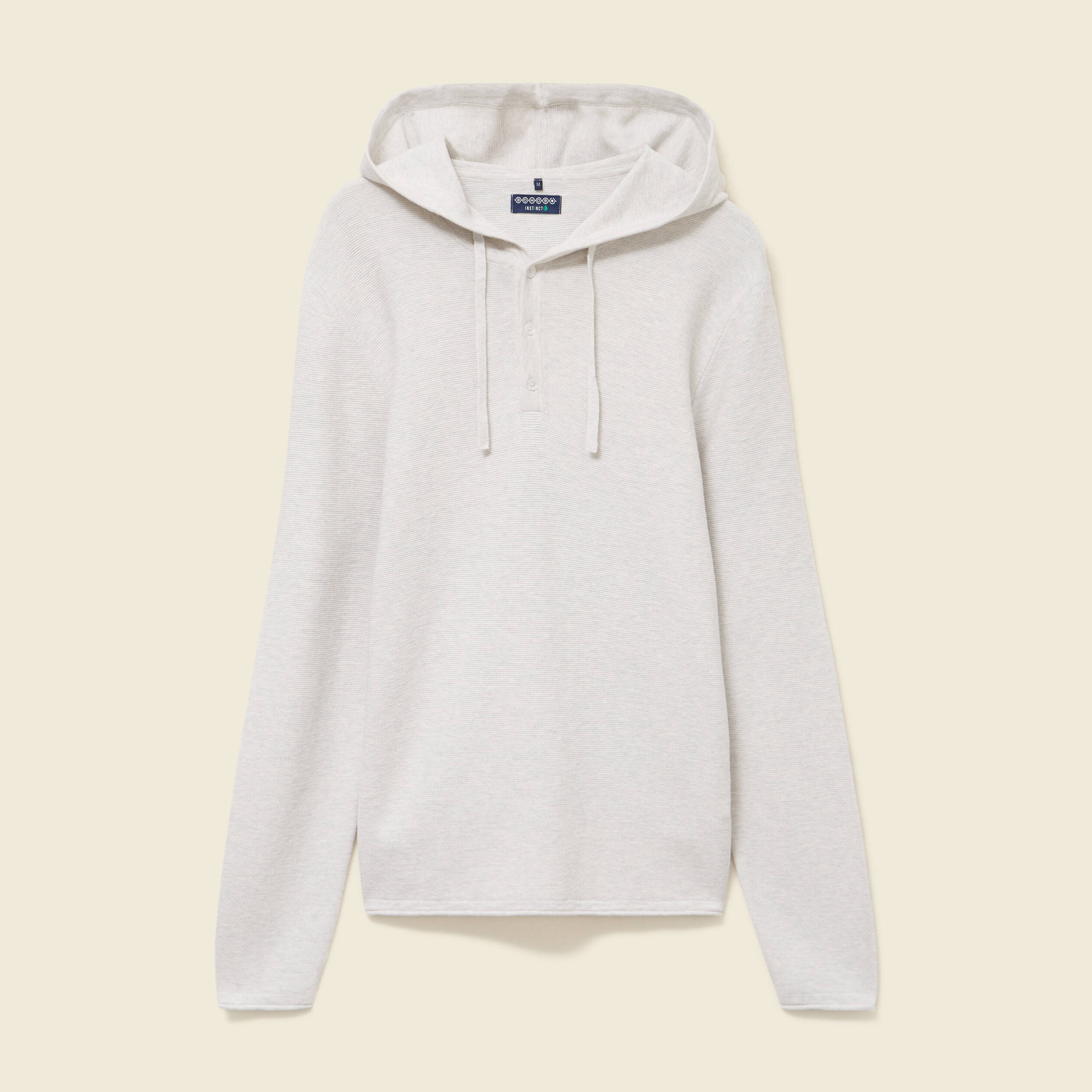 Pull fin en coton &agrave; capuche ecru homme