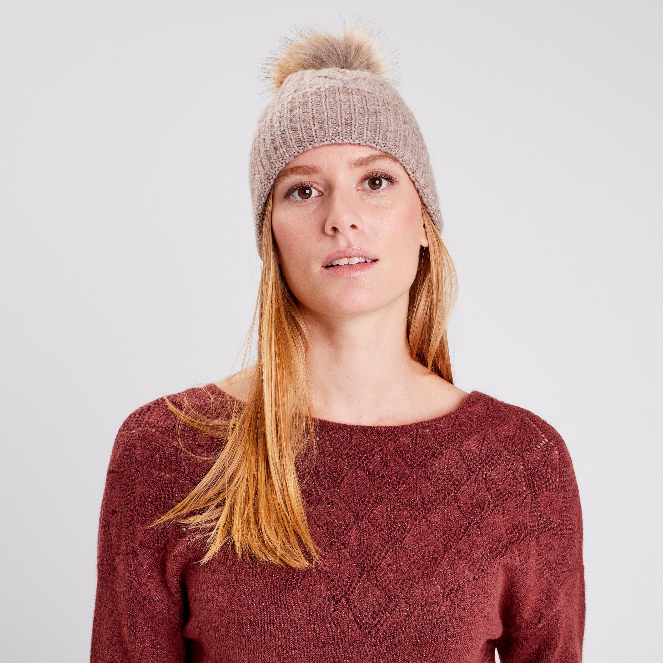 Bonnet Pompon Laine Femme