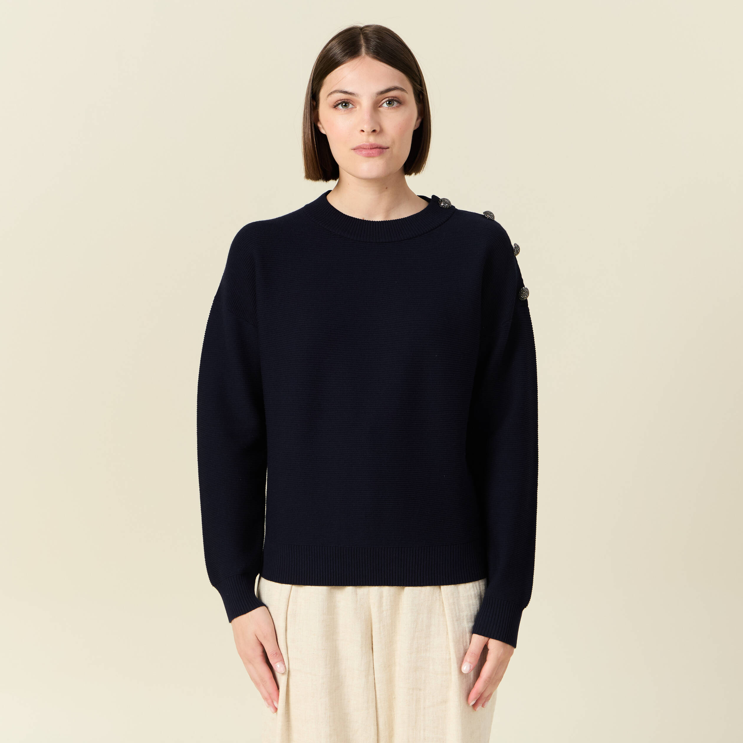 pull eco responsable bleu marine femme Pull éco-responsable bleu marine femme