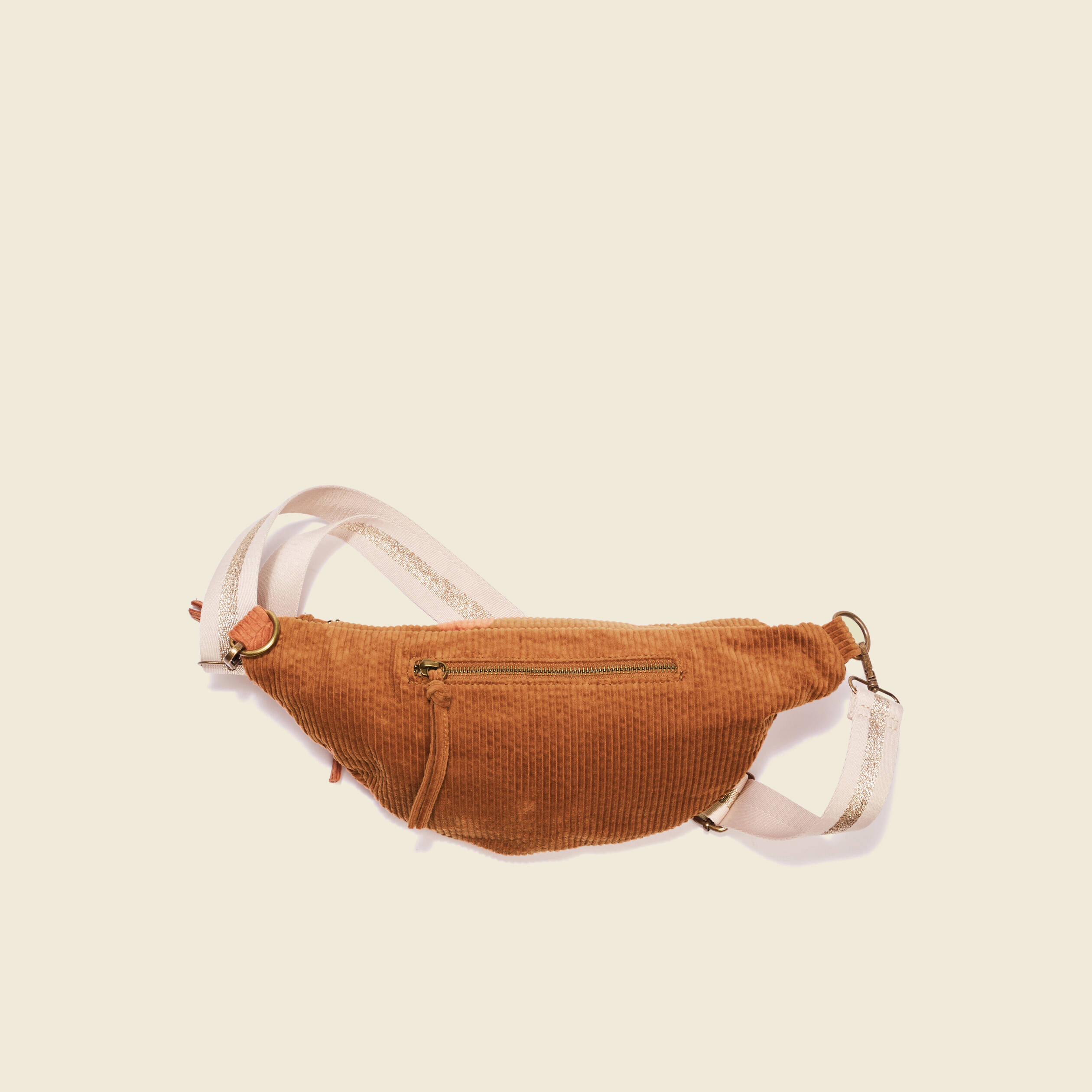 Sac banane velours côtelé marron femme