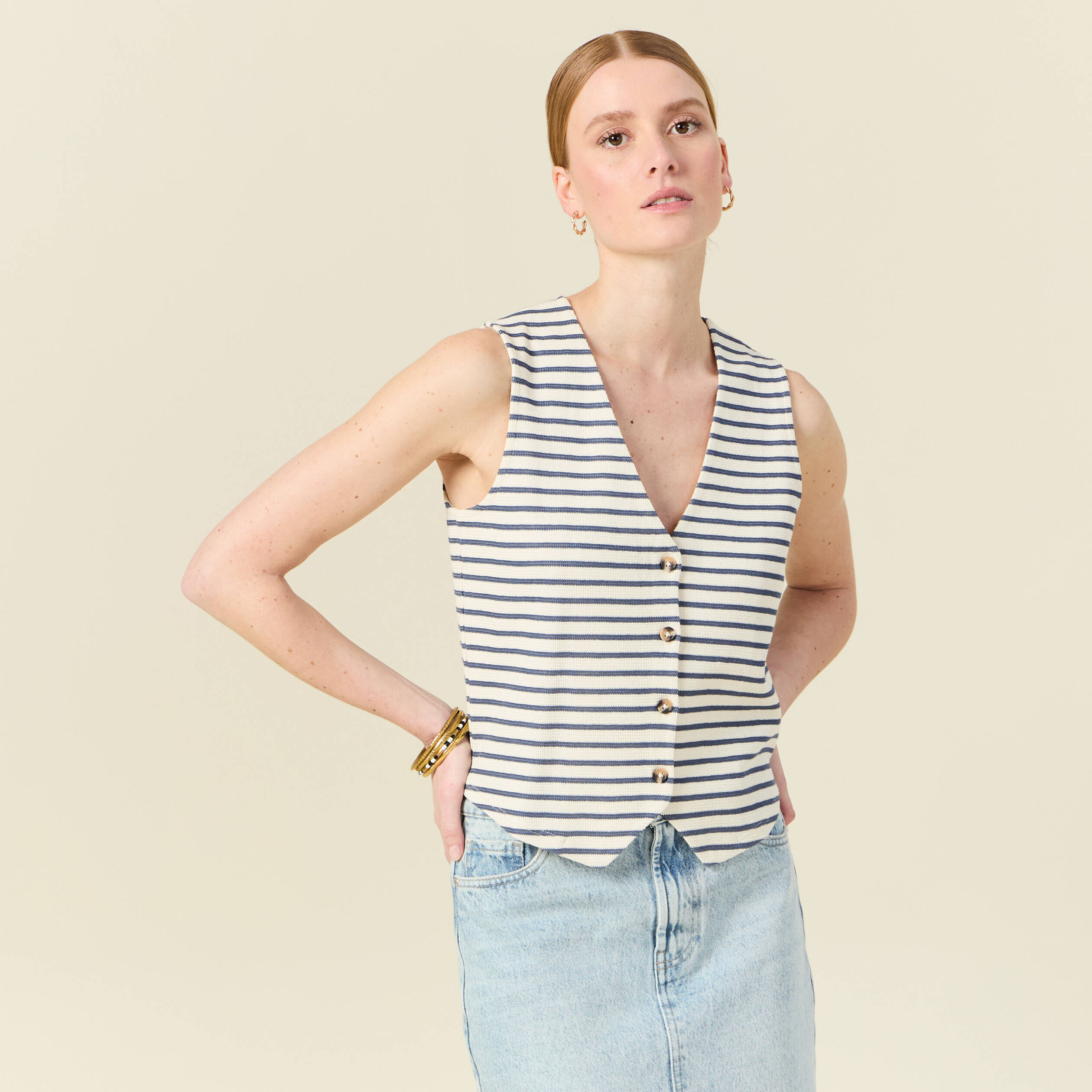 debardeur sans manches ecru femme Débardeur sans manches ecru femme