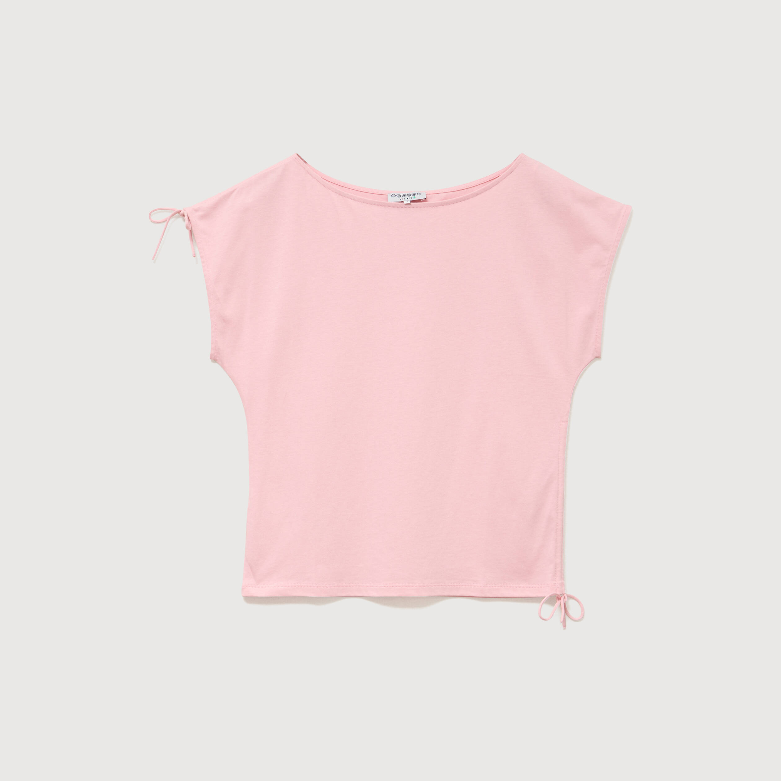 T-shirt col bateau manches courtes rose clair femme