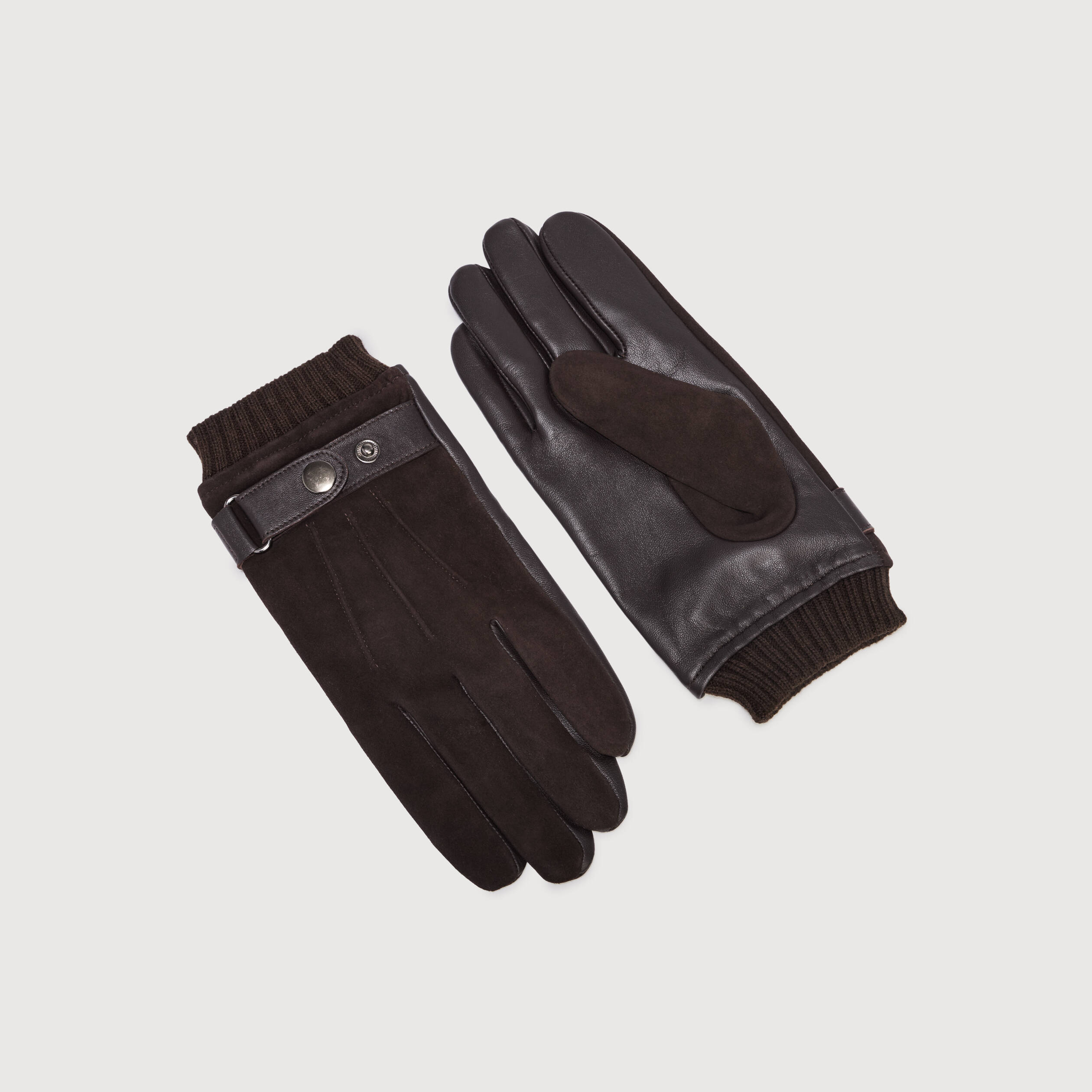 Gants en cuir avec doublure marron homme