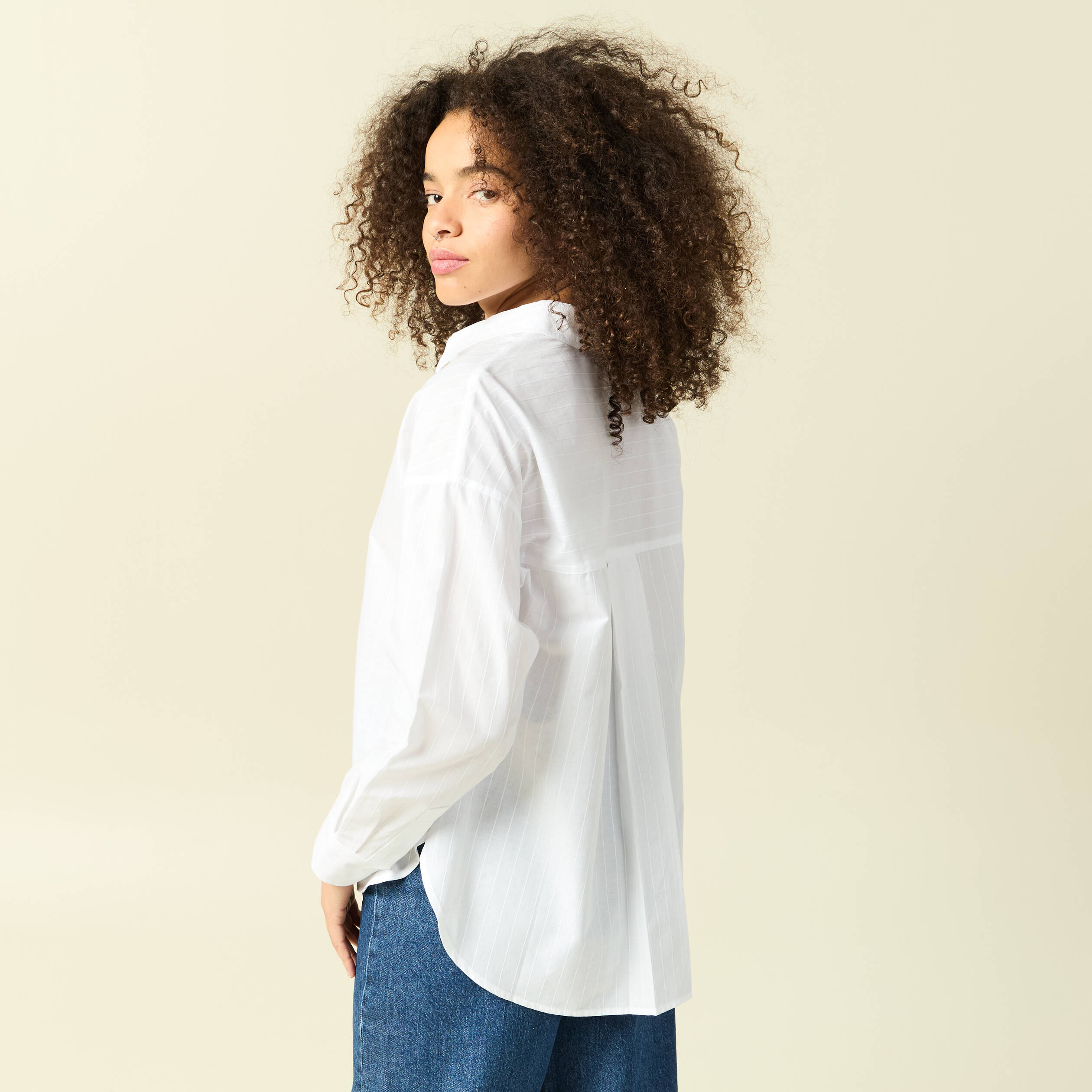 Chemise oversize en coton ecru femme