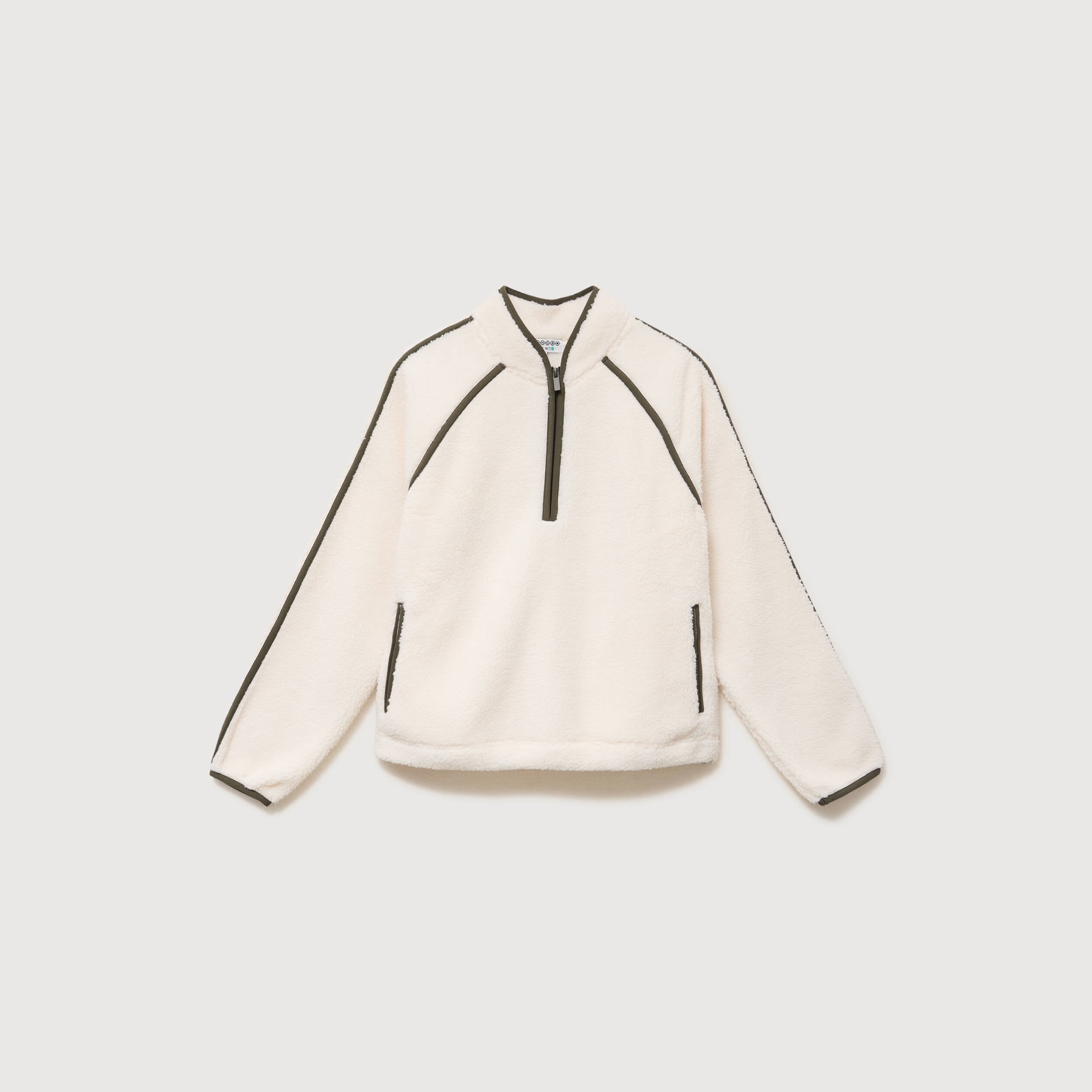 Sweat droit bouclette col montant ecru femme
