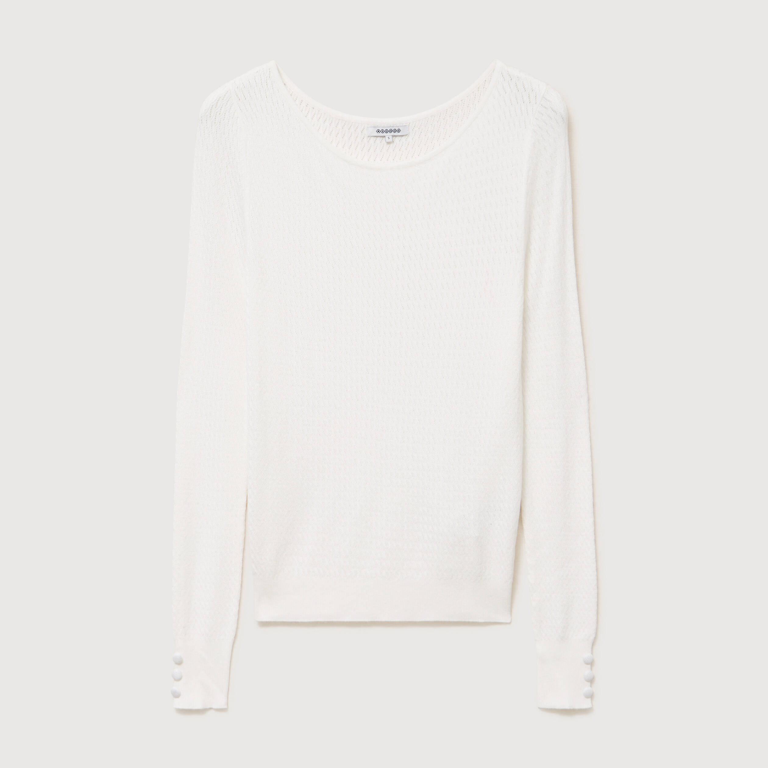 Pull droit col bateau manches longues ecru femme