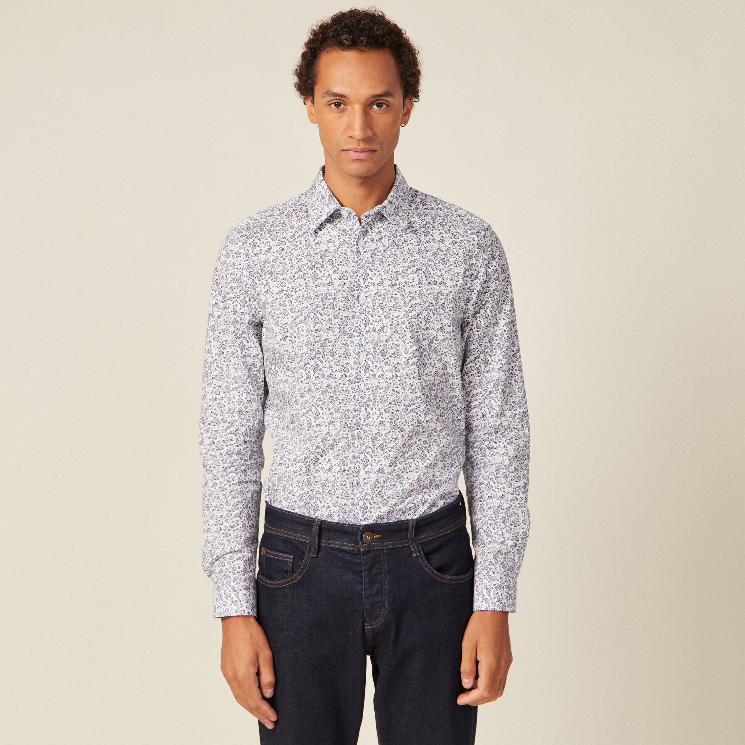 Chemise Homme Bleue Coupe Slim en Satin de Coton - – - Discover Diversity