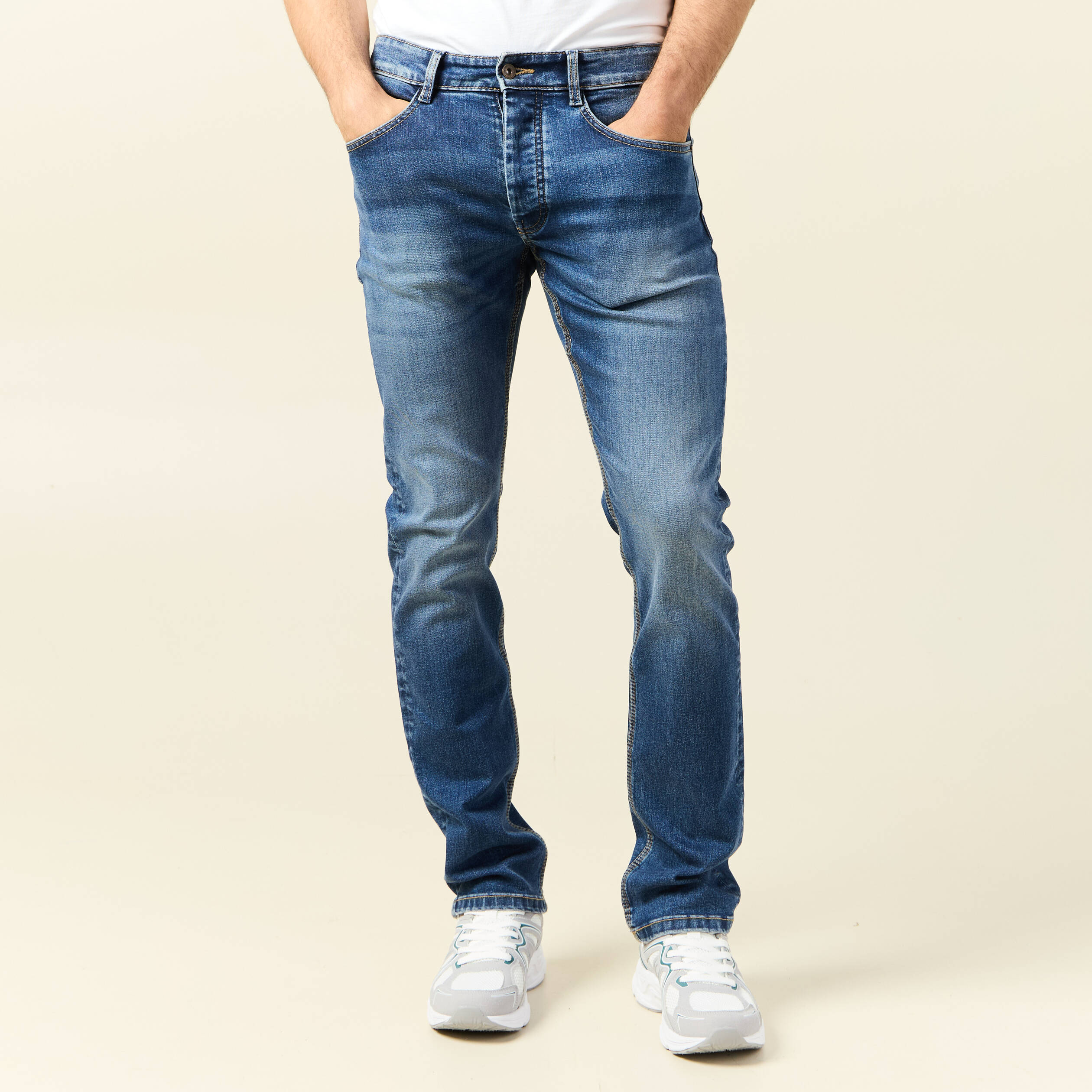 Jeans straight 5 poches denim stone homme