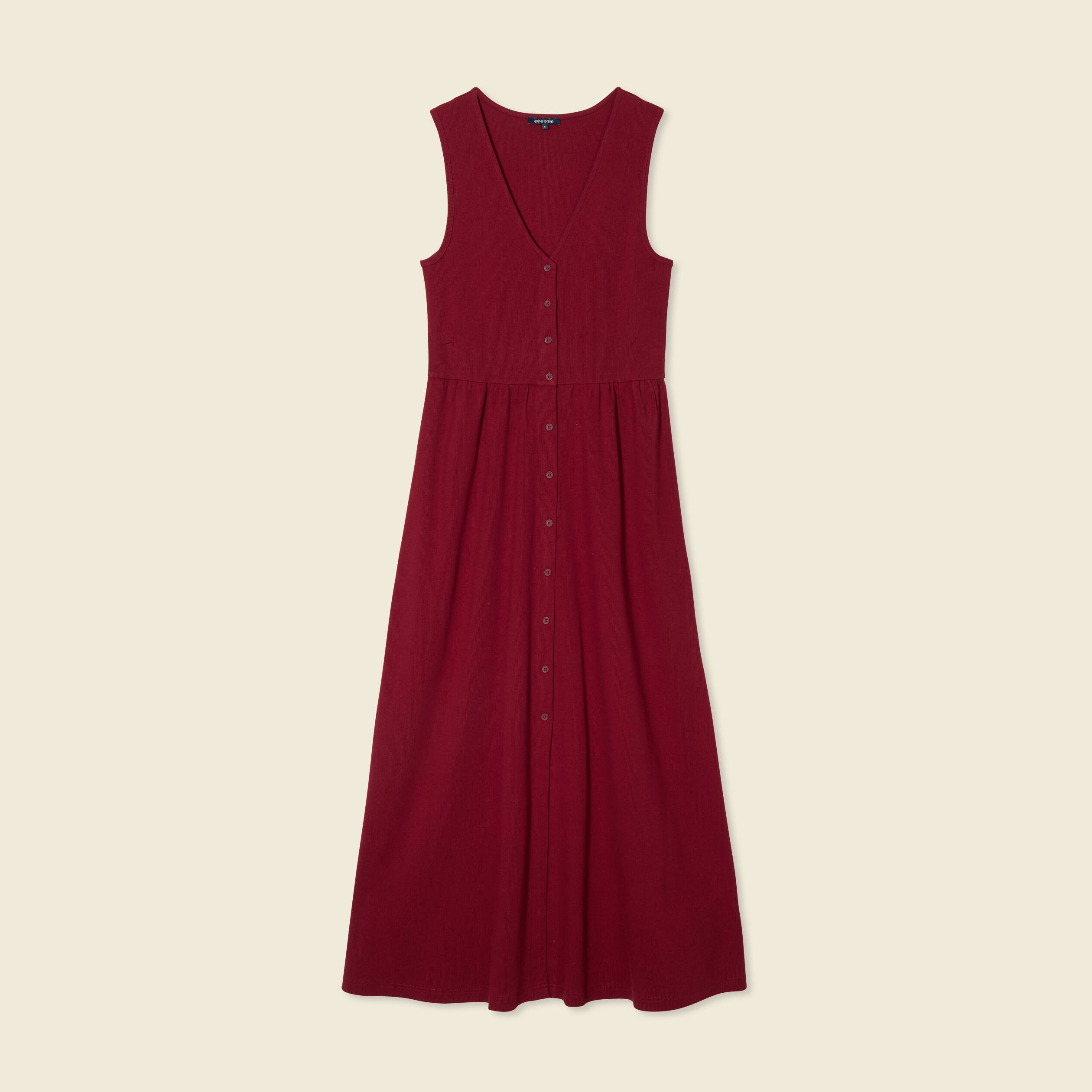 robe longue droite boutons rouge femme Robe longue droite boutons rouge femme