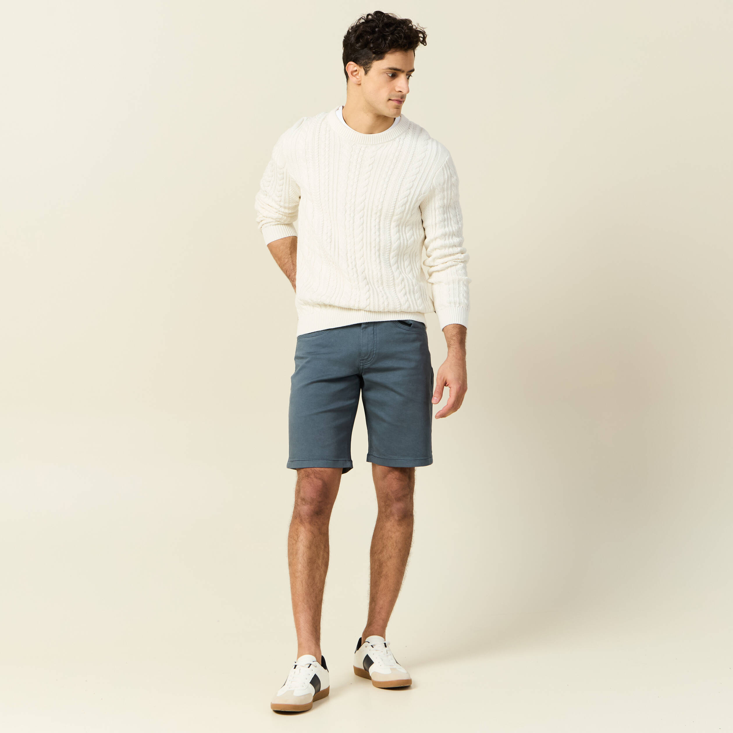 Bermuda droit 5 poches vert fonc&eacute; homme