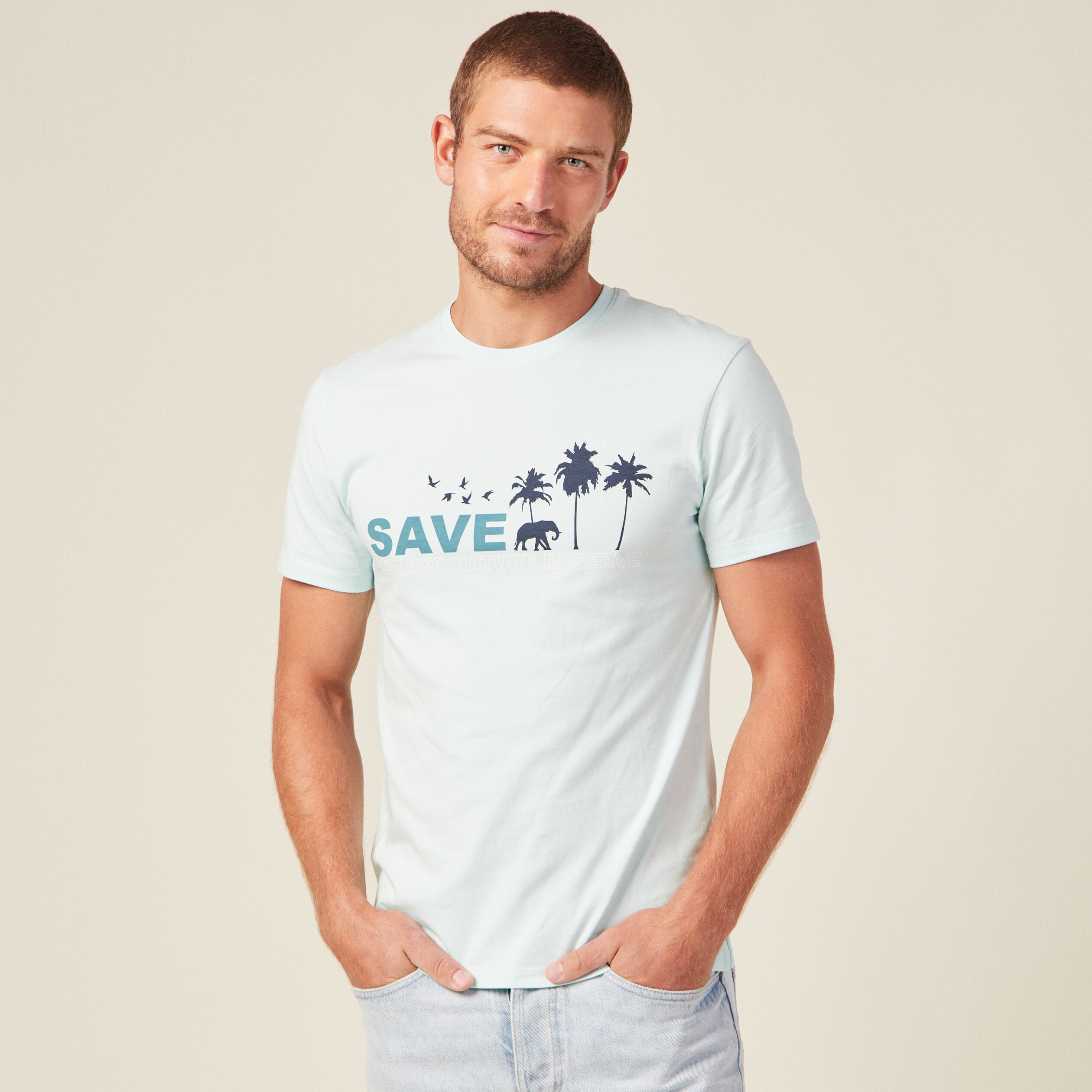 T-shirt manches courtes bleu clair homme