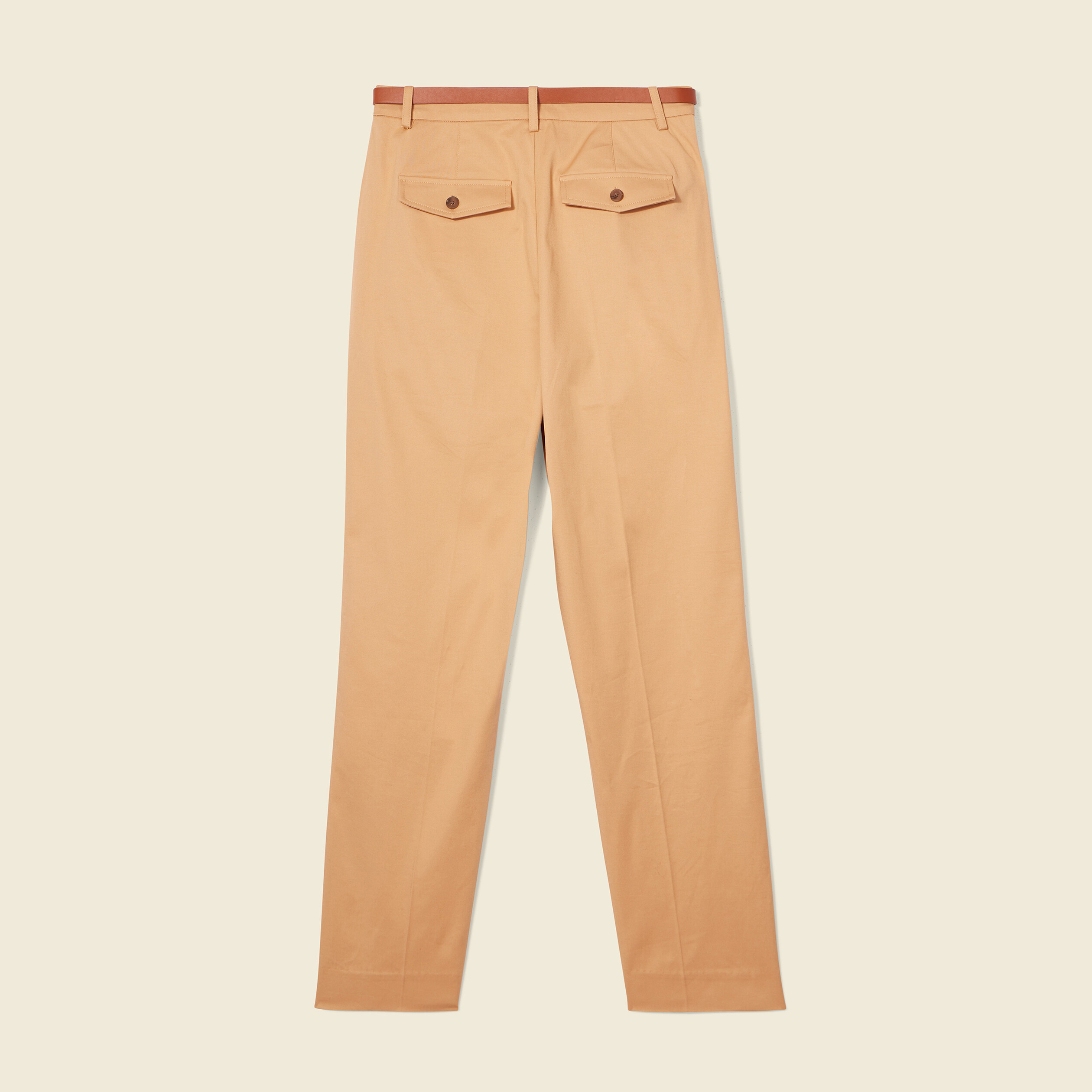Pantalon large ceinture pinces marron clair femme Vibs